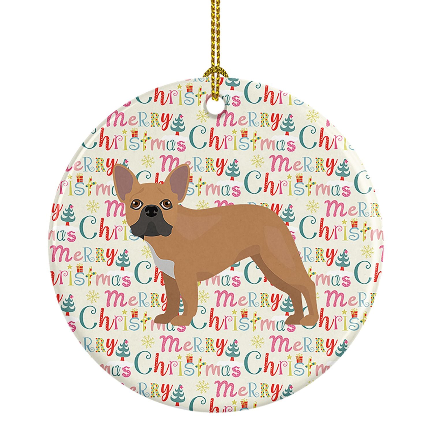 French Bulldog #2 Merry Christmas Ceramic Ornament Christmas Tree Hanging Decorations for Home Christmas Holiday, Party, Gift, 3