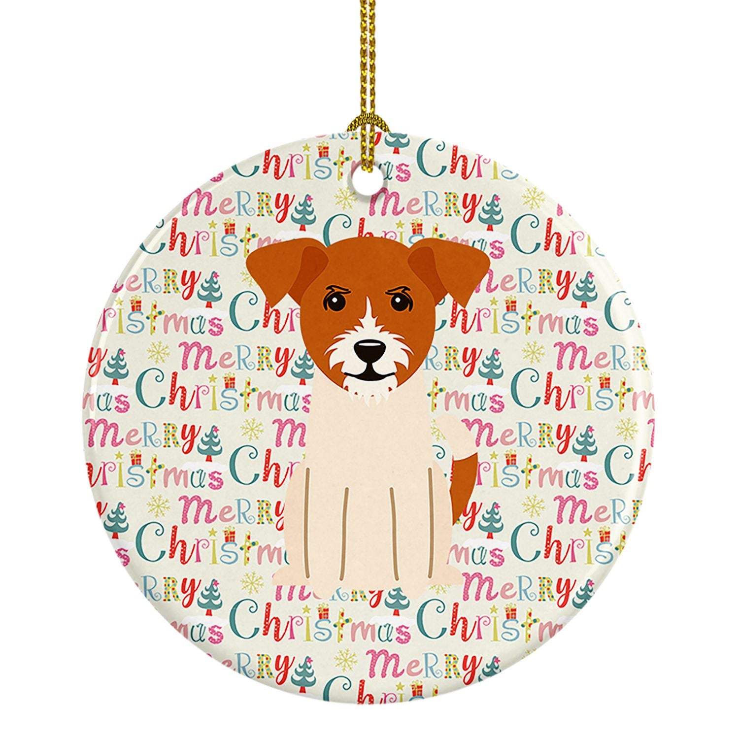 Merry Christmas Jack Russell Terrier Ceramic Ornament Christmas Tree Hanging Decorations for Home Christmas Holiday, Party, Gift