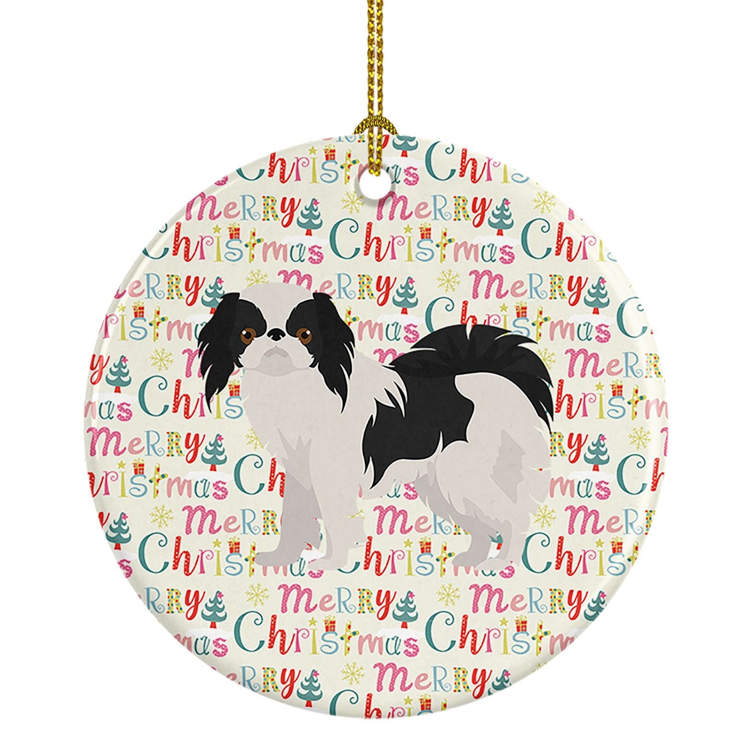 Japanese Chin #2 Merry Christmas Ceramic Ornament Christmas Tree Hanging Decorations for Home Christmas Holiday, Party, Gift, 3 