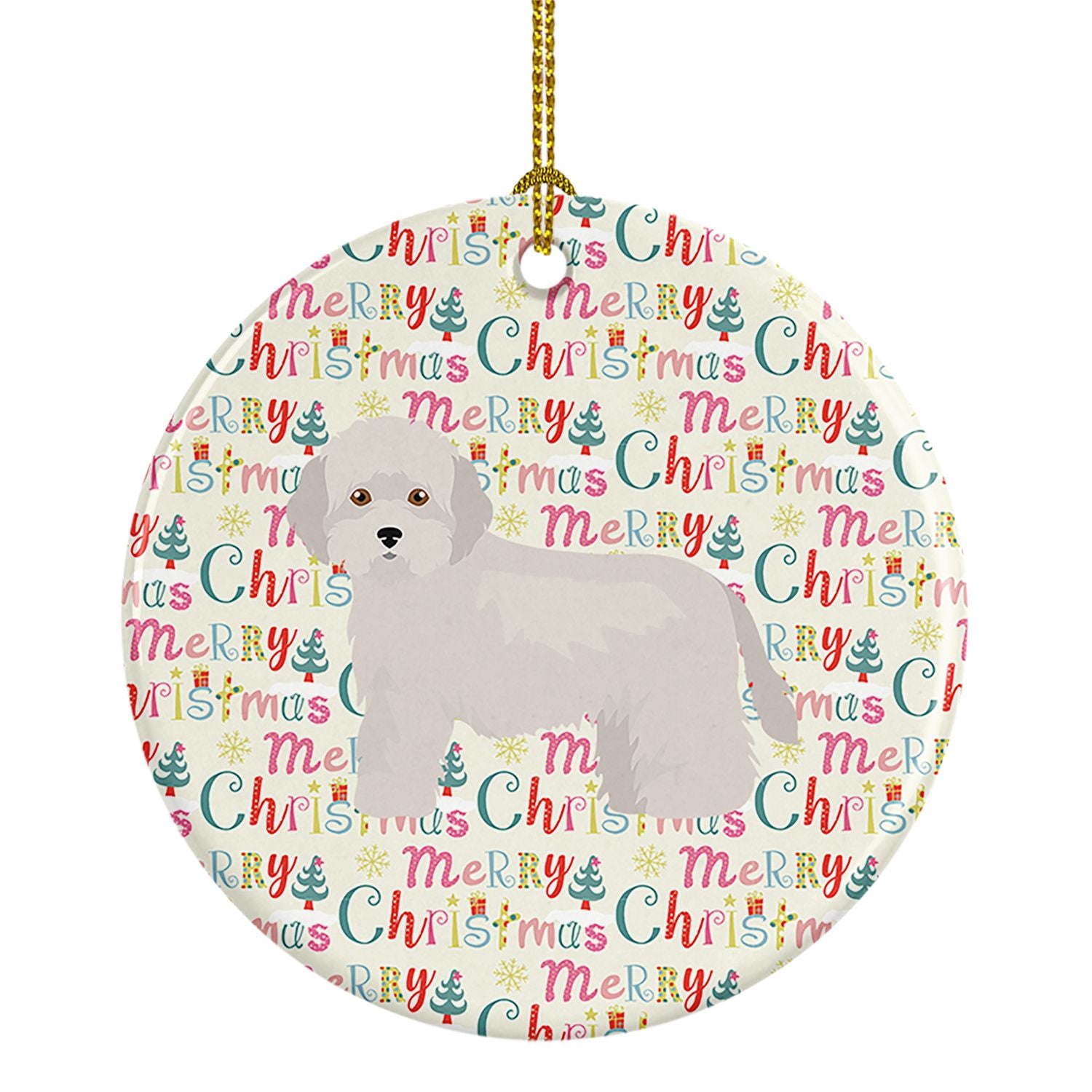 Cyprus Poodle Merry Christmas Ceramic Ornament Christmas Tree Hanging Decorations for Home Christmas Holiday, Party, Gift, 3 in,