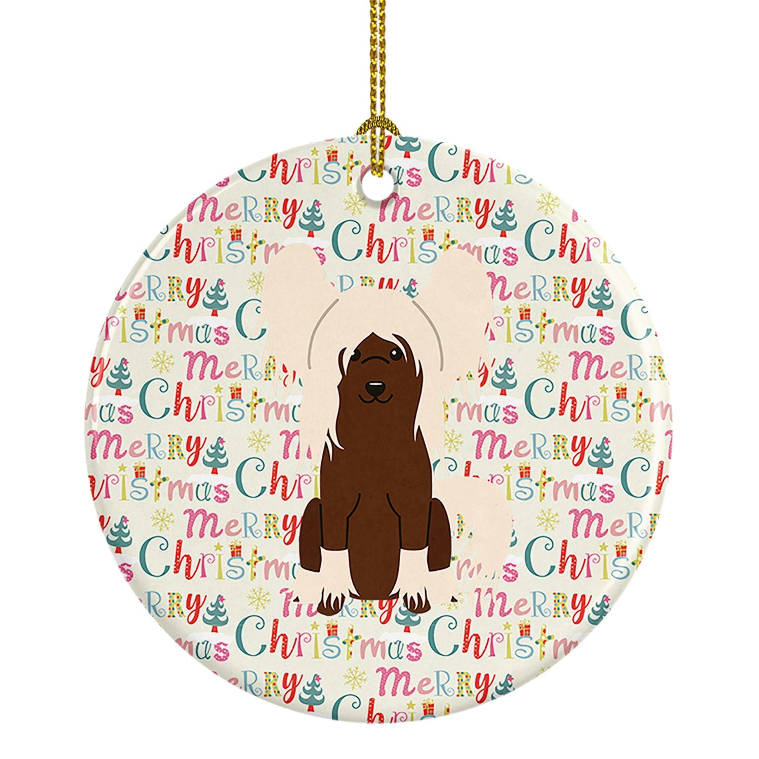 Merry Christmas Chinese Crested Cream Ceramic Ornament Christmas Tree Hanging Decorations for Home Christmas Holiday, Party, Gif