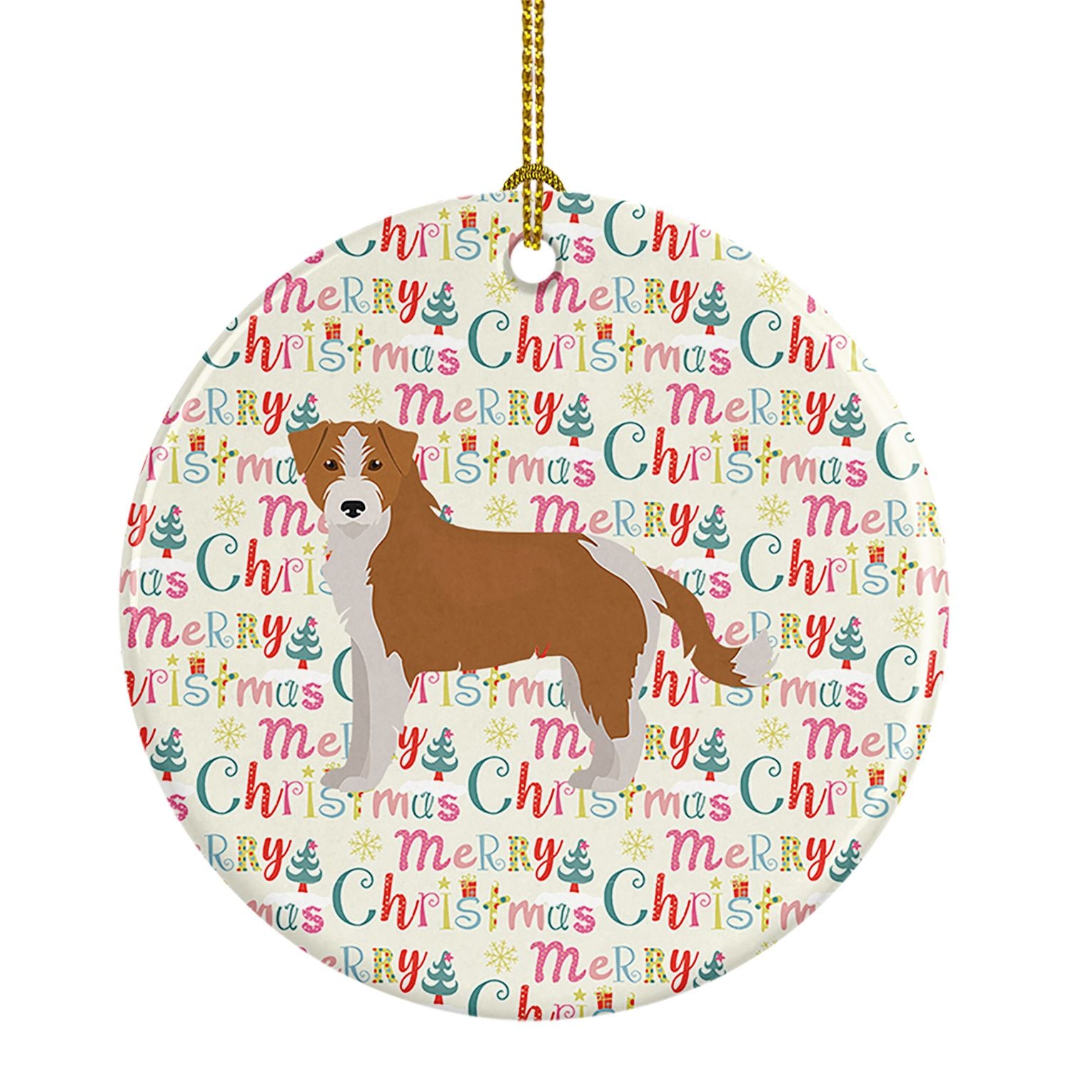 Kromfohrlander Merry Christmas Ceramic Ornament Christmas Tree Hanging Decorations for Home Christmas Holiday, Party, Gift, 3 in