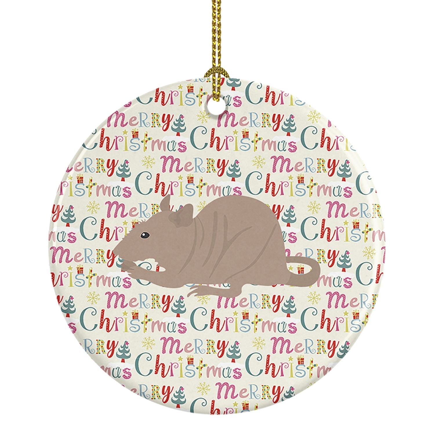 Fuzz Rat Christmas Ceramic Ornament Christmas Tree Hanging Decorations for Home Christmas Holiday, Party, Gift, 3 in, Multicolor
