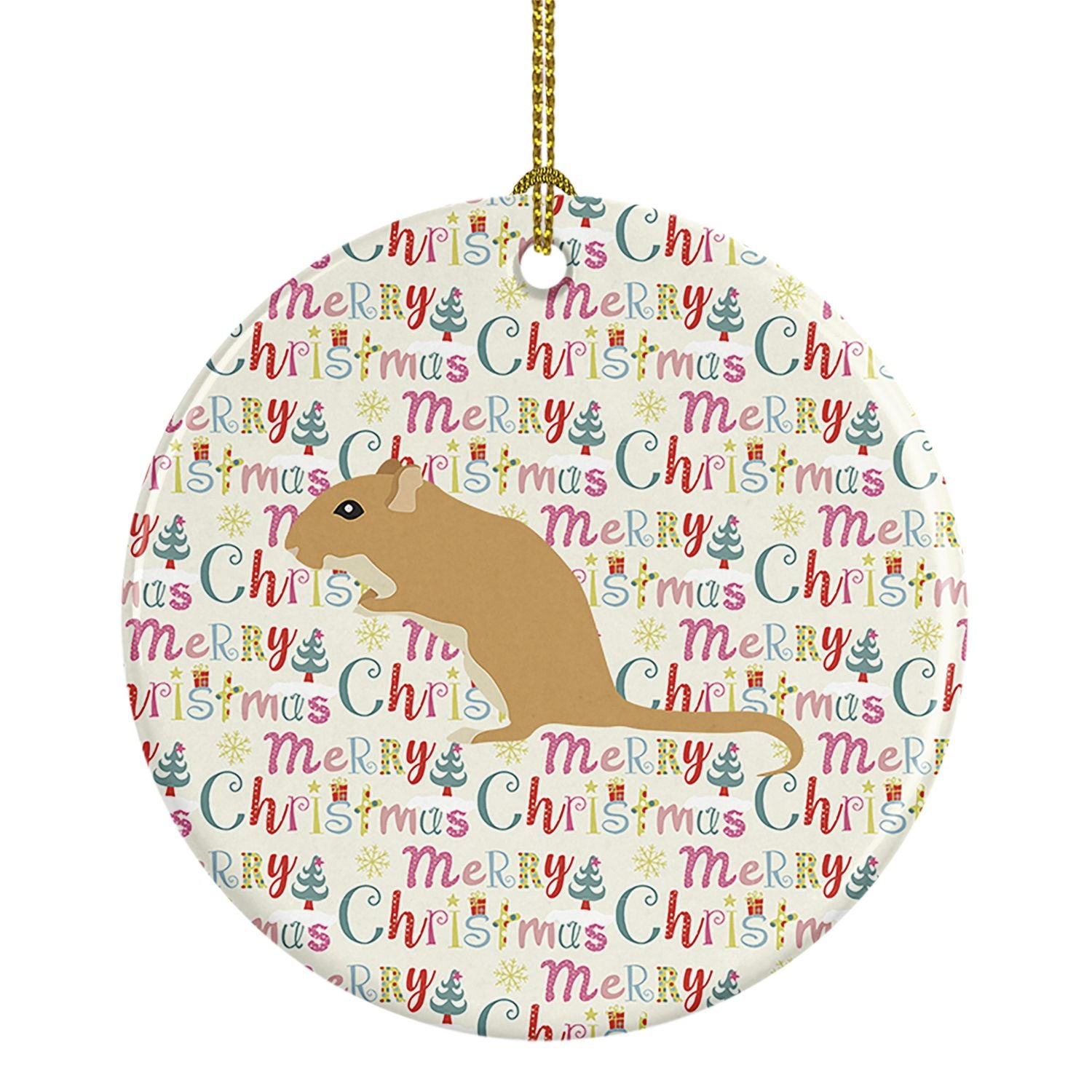 Gerbil Mouse Christmas Ceramic Ornament Christmas Tree Hanging Decorations for Home Christmas Holiday, Party, Gift, 3 in, Multic