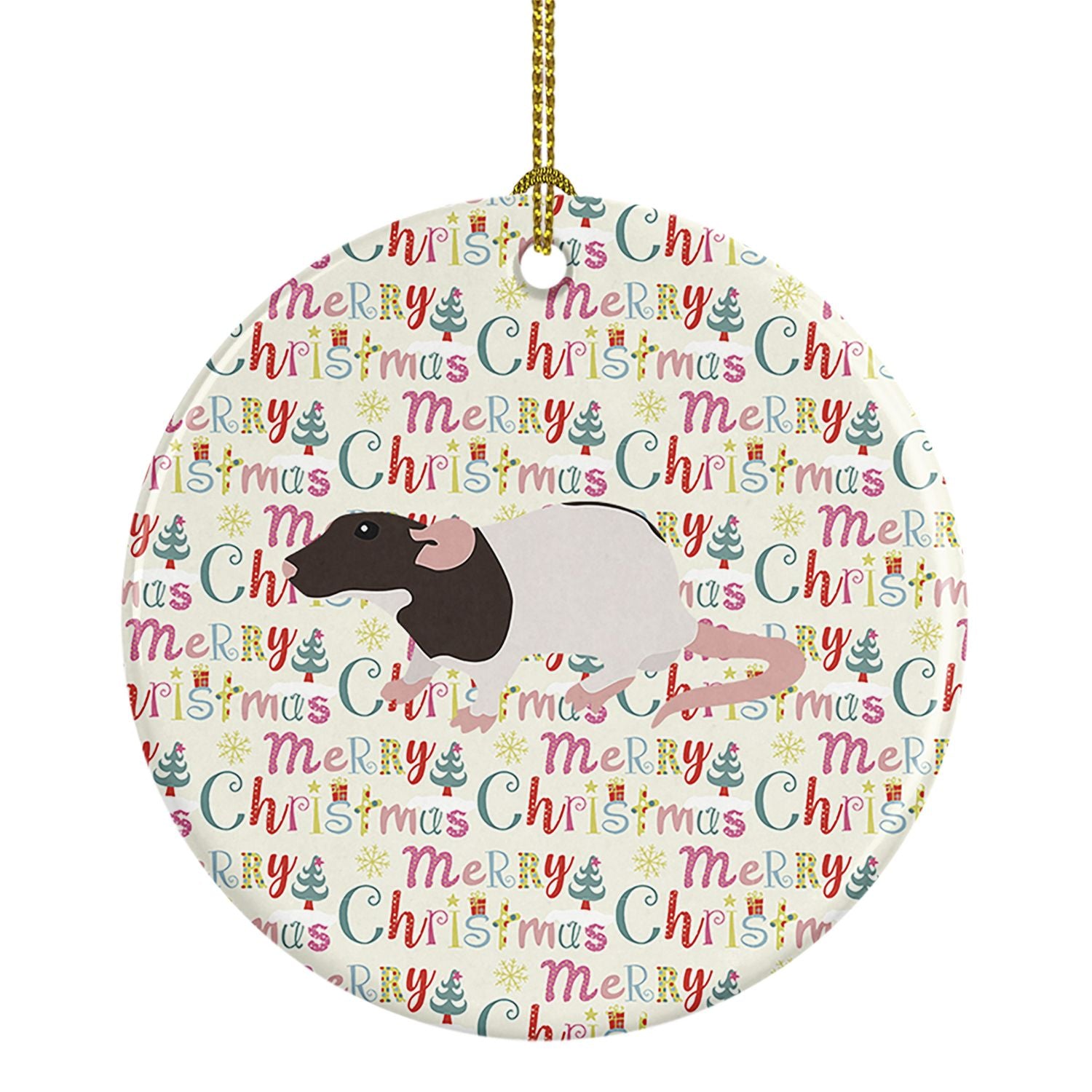 Dumbo Rat Christmas Ceramic Ornament Christmas Tree Hanging Decorations for Home Christmas Holiday, Party, Gift, 3 in, Multicolo