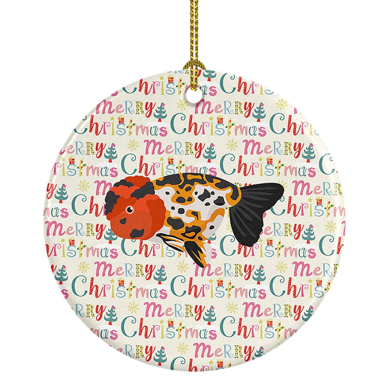 Ranchu Goldfish Christmas Ceramic Ornament Christmas Tree Hanging Decorations for Home Christmas Holiday, Party, Gift, 3 in, Mul