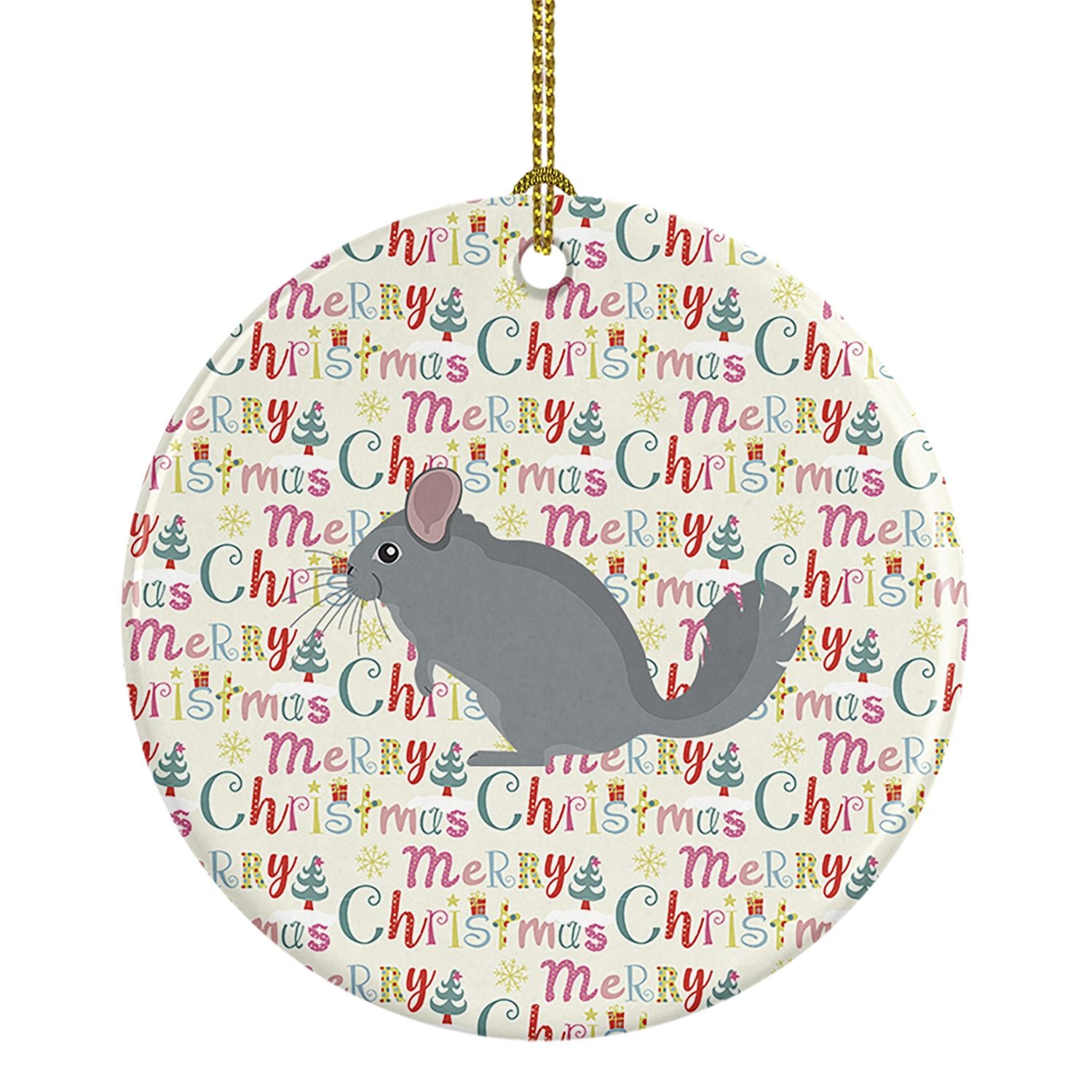 Foggy Chinchilla Christmas Ceramic Ornament Christmas Tree Hanging Decorations for Home Christmas Holiday, Party, Gift, 3 in, Mu