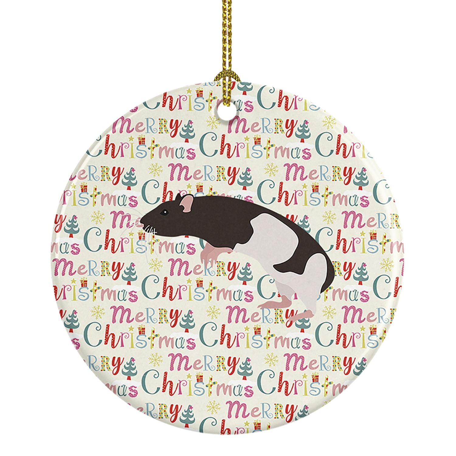Tailless Rat Christmas Ceramic Ornament Christmas Tree Hanging Decorations for Home Christmas Holiday, Party, Gift, 3 in, Multic