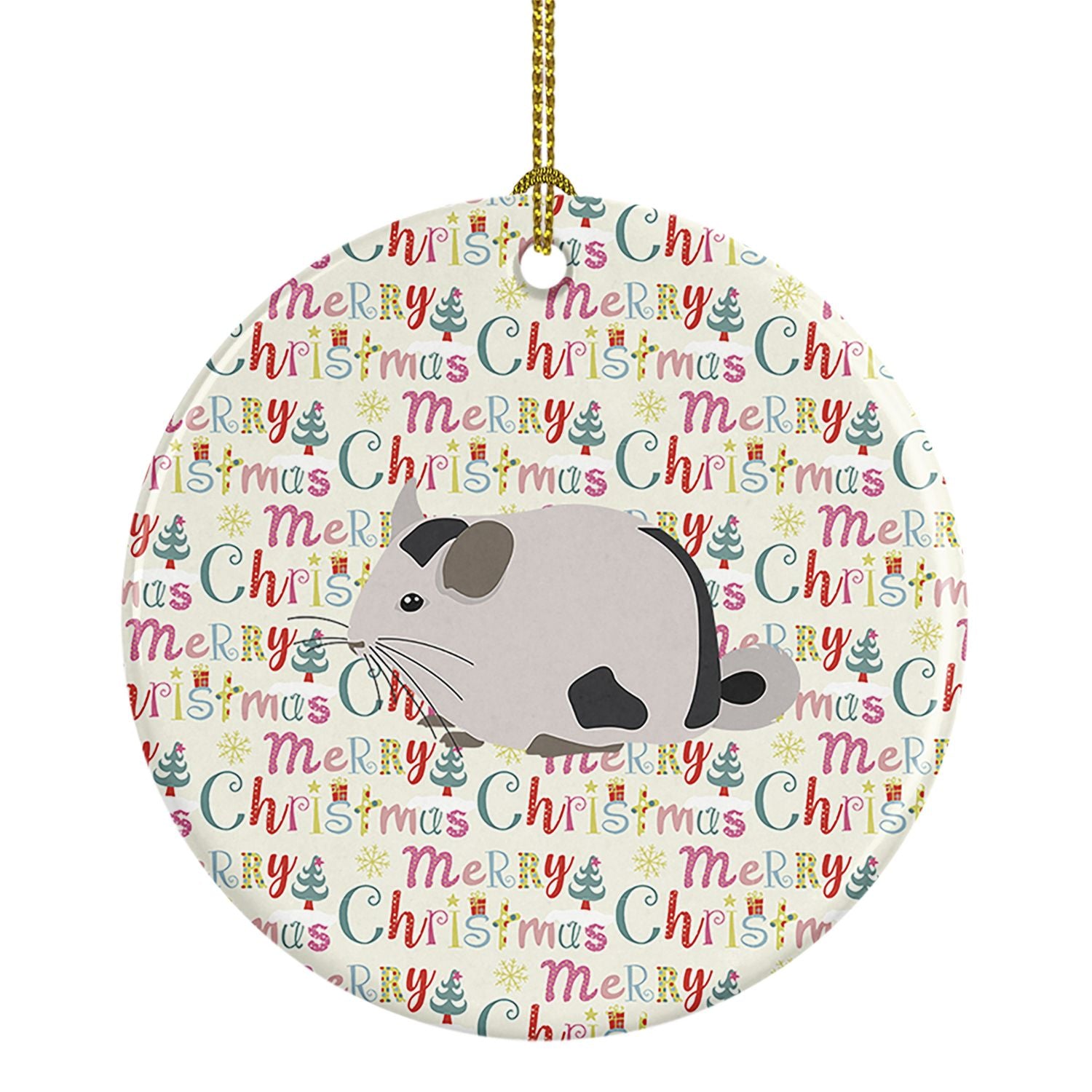 Mosaic Chinchilla Christmas Ceramic Ornament Christmas Tree Hanging Decorations for Home Christmas Holiday, Party, Gift, 3 in, M