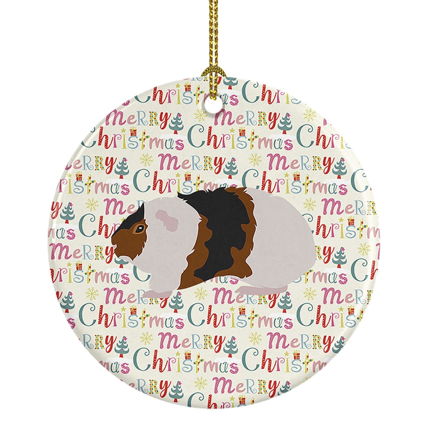 Teddy Guinea Pig Christmas Ceramic Ornament Christmas Tree Hanging Decorations for Home Christmas Holiday, Party, Gift, 3 in, Mu