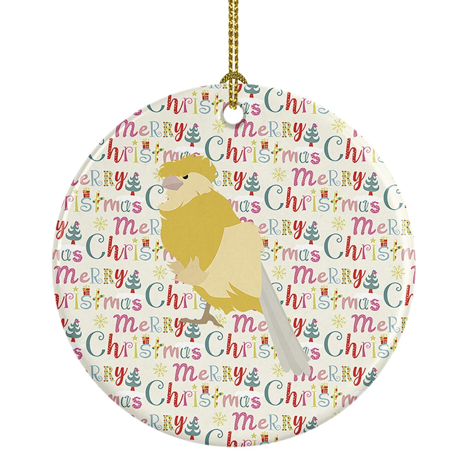 French Curly Canary Christmas Ceramic Ornament Christmas Tree Hanging Decorations for Home Christmas Holiday, Party, Gift, 3 in,