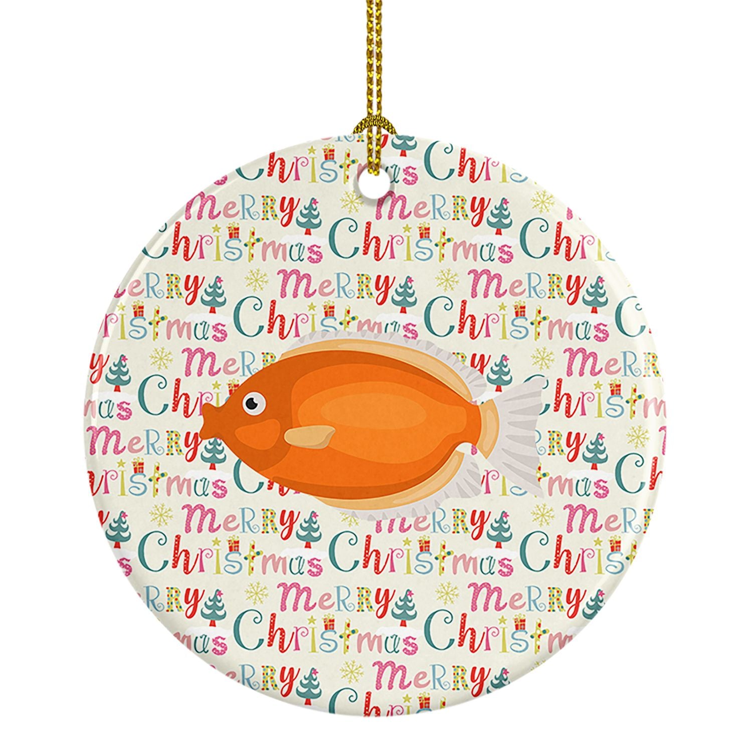 Kissing Gourami Christmas Ceramic Ornament Christmas Tree Hanging Decorations for Home Christmas Holiday, Party, Gift, 3 in, Mul