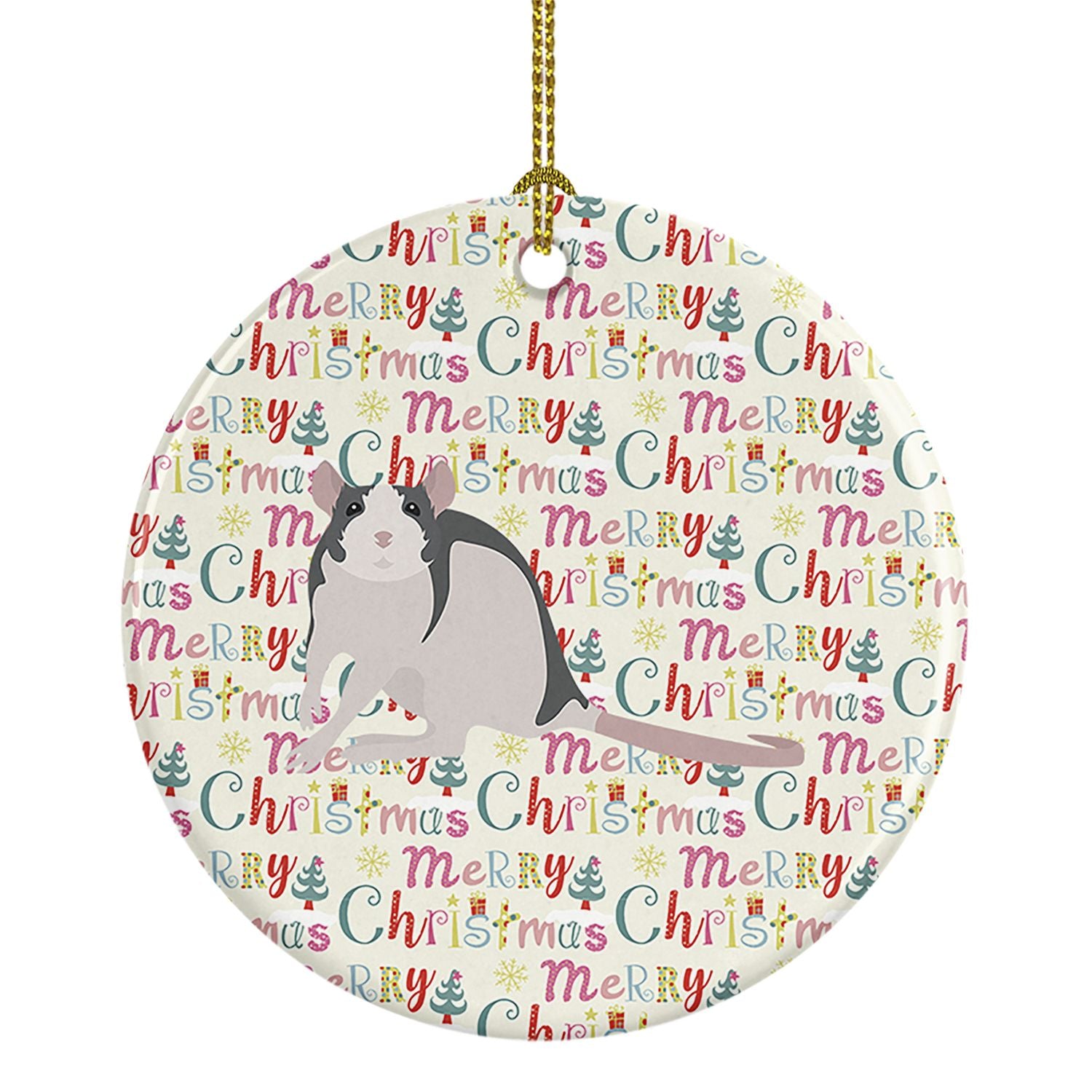 Husky Rat Christmas Ceramic Ornament Christmas Tree Hanging Decorations for Home Christmas Holiday, Party, Gift, 3 in, Multicolo