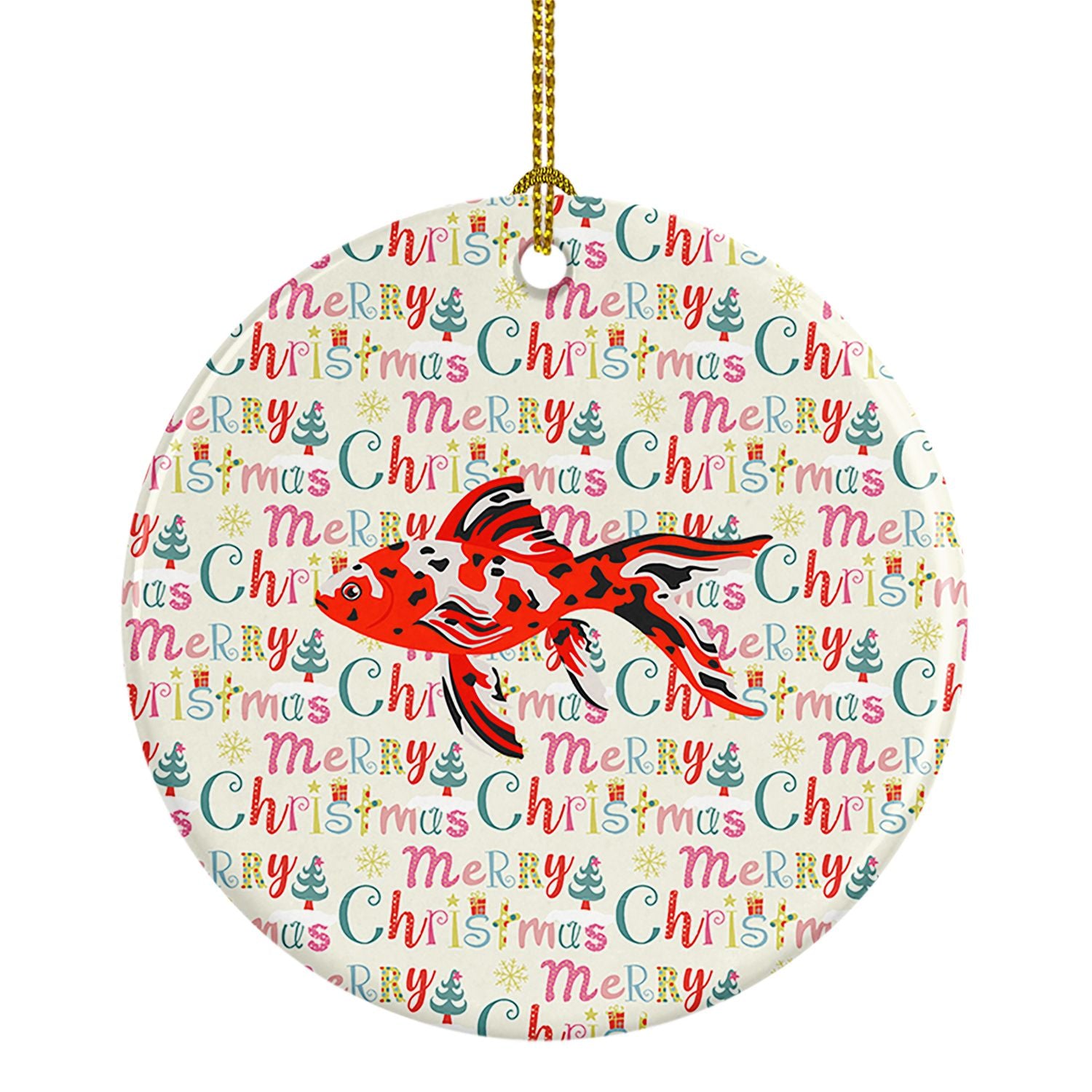 Shubunkin Goldfish Christmas Ceramic Ornament Christmas Tree Hanging Decorations for Home Christmas Holiday, Party, Gift, 3 in, 