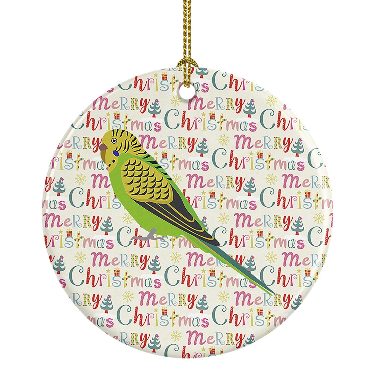 Budgerigar Christmas Ceramic Ornament Christmas Tree Hanging Decorations for Home Christmas Holiday, Party, Gift, 3 in, Multicol