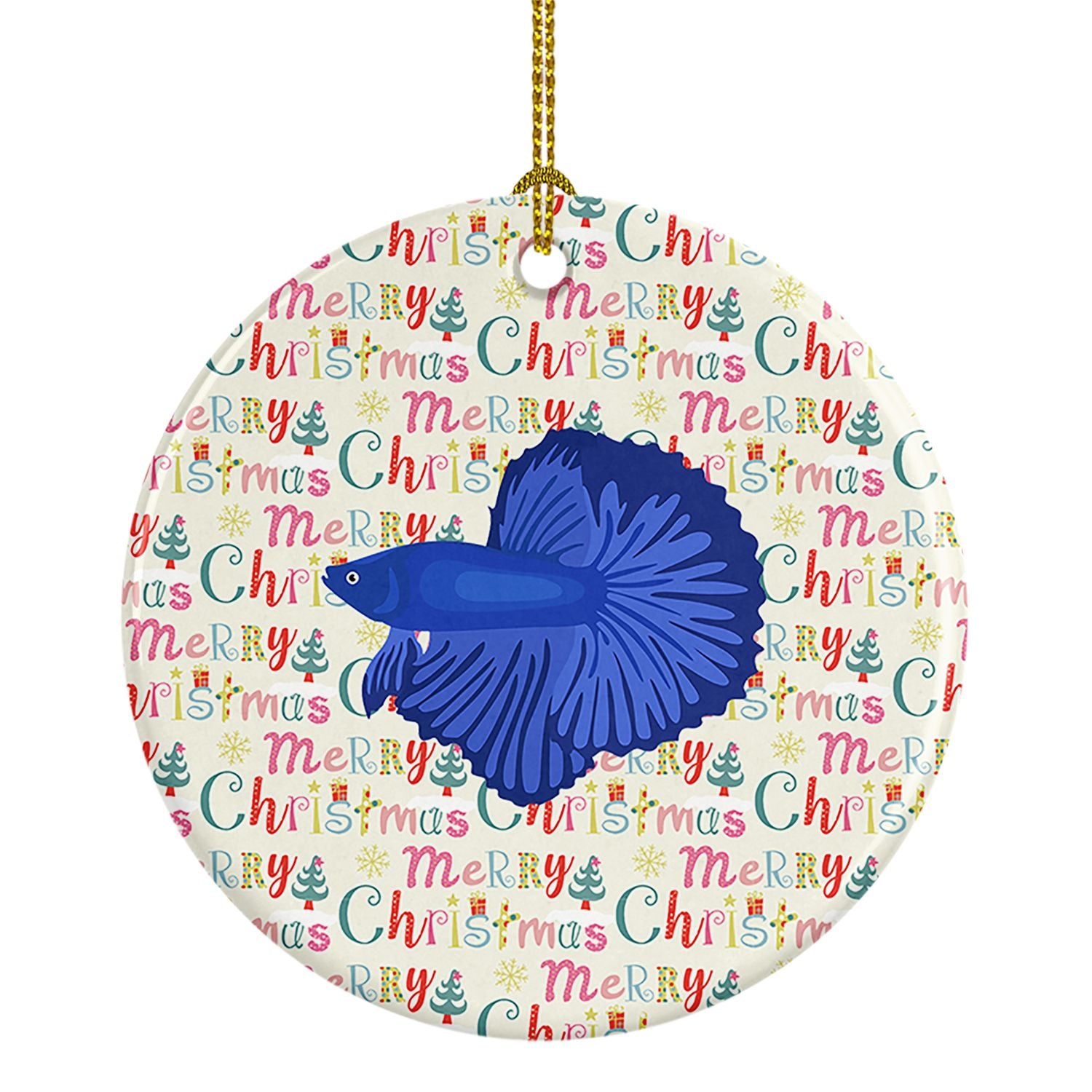 Delta Tail Betta Fish Christmas Ceramic Ornament Christmas Tree Hanging Decorations for Home Christmas Holiday, Party, Gift, 3 i
