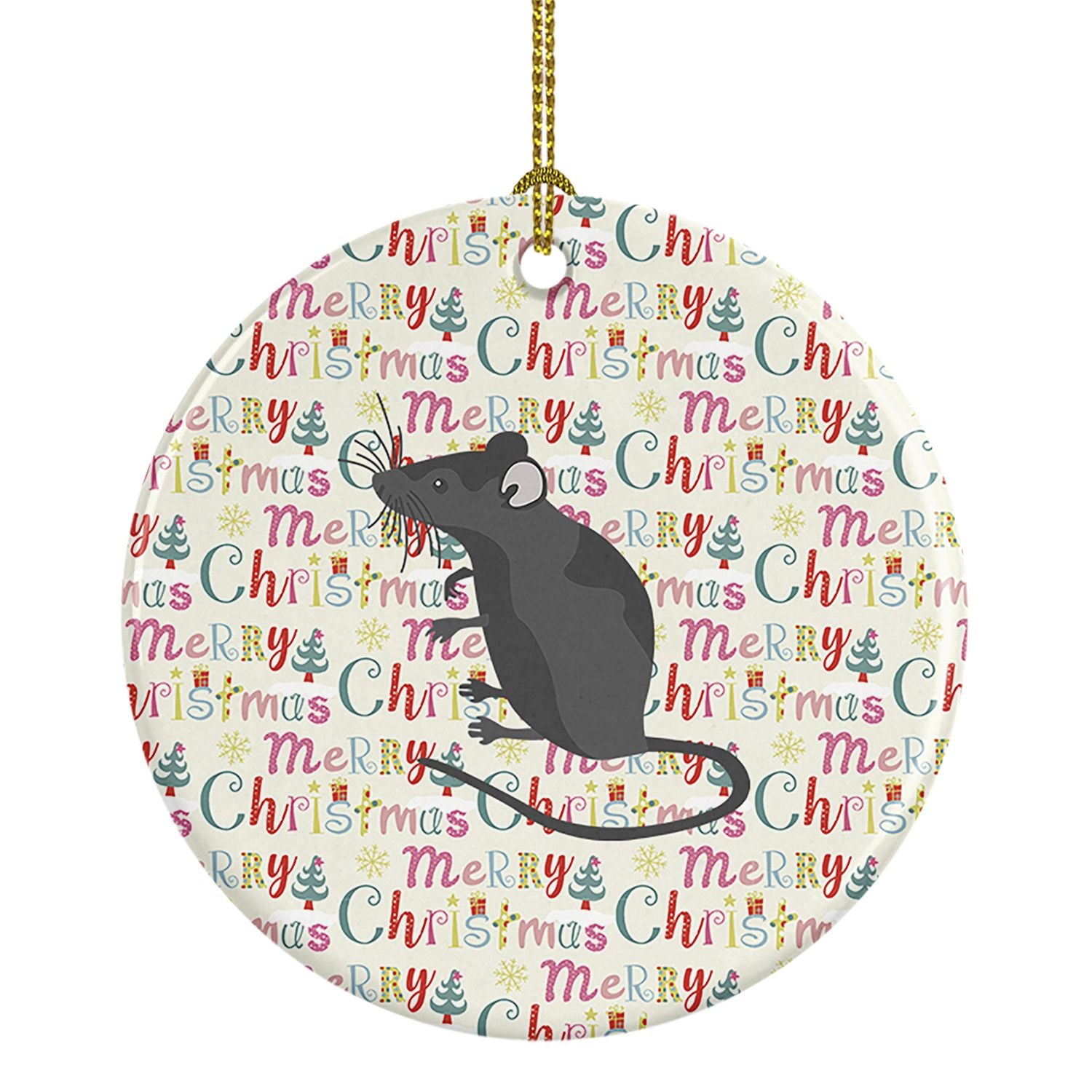 Satin Mouse Christmas Ceramic Ornament Christmas Tree Hanging Decorations for Home Christmas Holiday, Party, Gift, 3 in, Multico