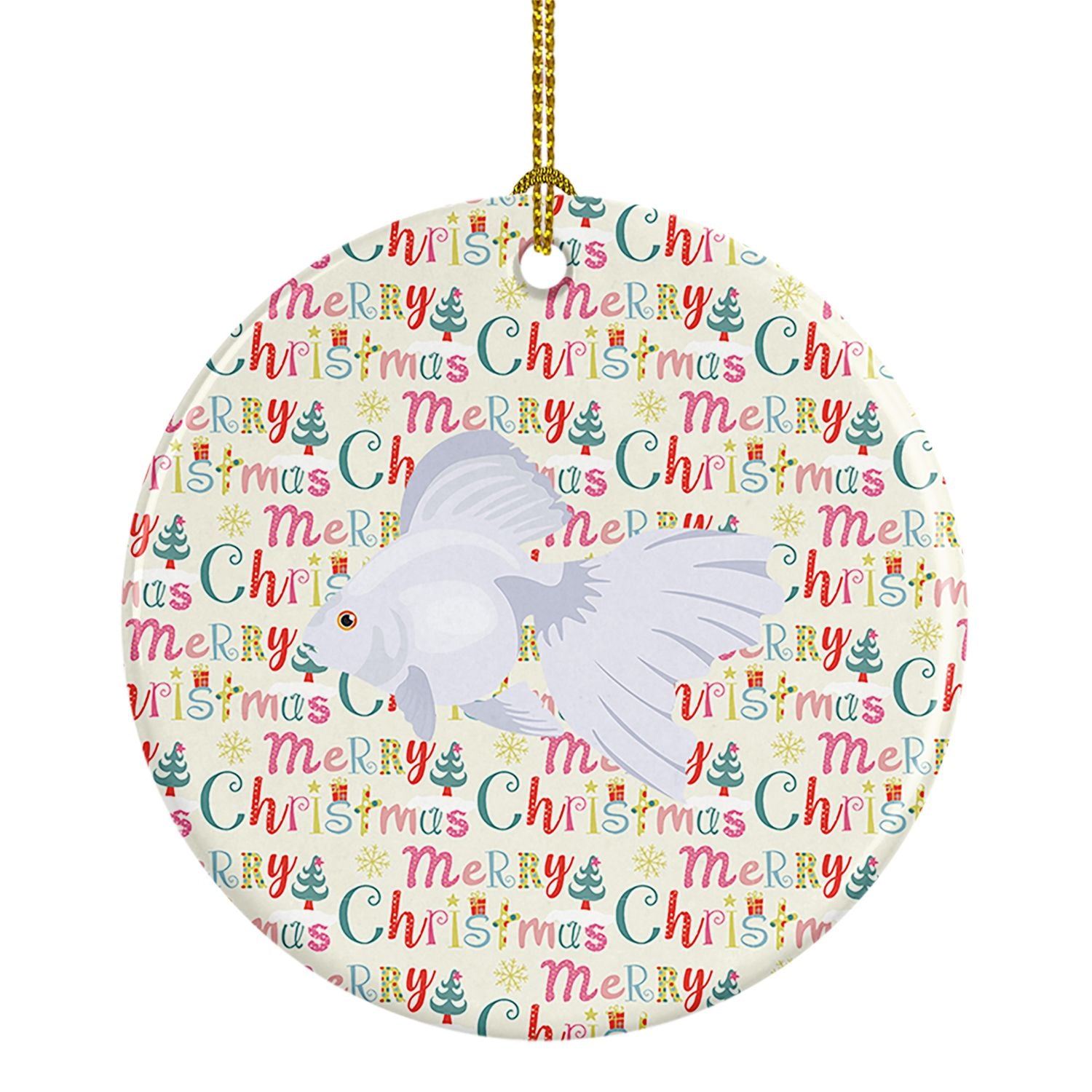 Ryukin Goldfish Christmas Ceramic Ornament Christmas Tree Hanging Decorations for Home Christmas Holiday, Party, Gift, 3 in, Mul
