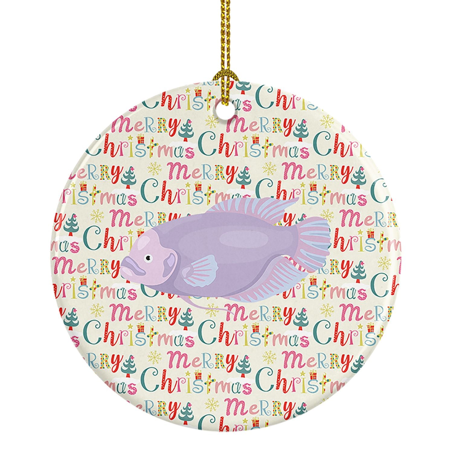 Giant Gourami Christmas Ceramic Ornament Christmas Tree Hanging Decorations for Home Christmas Holiday, Party, Gift, 3 in, Multi