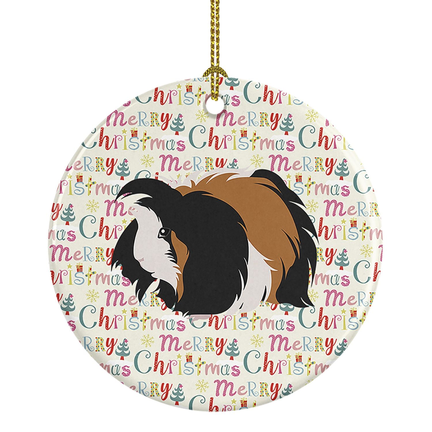 Sheba Guinea Pig Christmas Ceramic Ornament Christmas Tree Hanging Decorations for Home Christmas Holiday, Party, Gift, 3 in, Mu