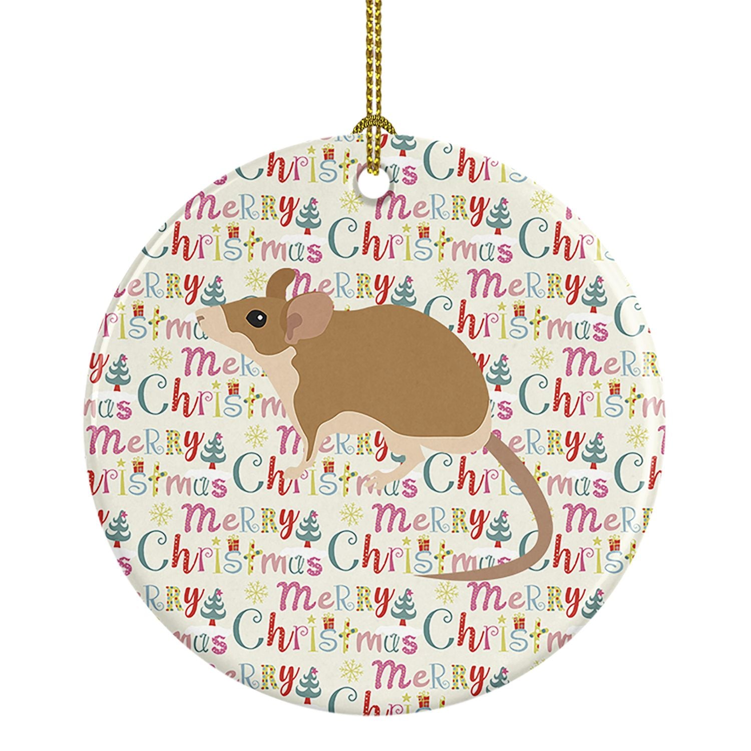 Spiny Mouse Christmas Ceramic Ornament Christmas Tree Hanging Decorations for Home Christmas Holiday, Party, Gift, 3 in, Multico