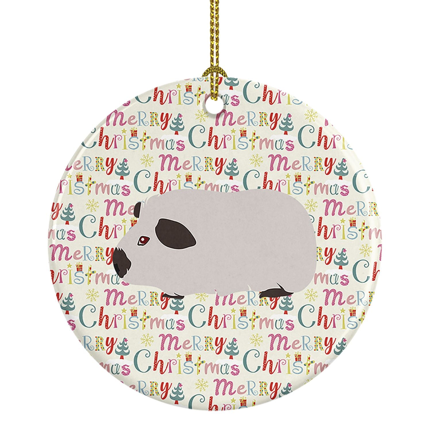 Himalayan Guinea Pig Christmas Ceramic Ornament Christmas Tree Hanging Decorations for Home Christmas Holiday, Party, Gift, 3 in