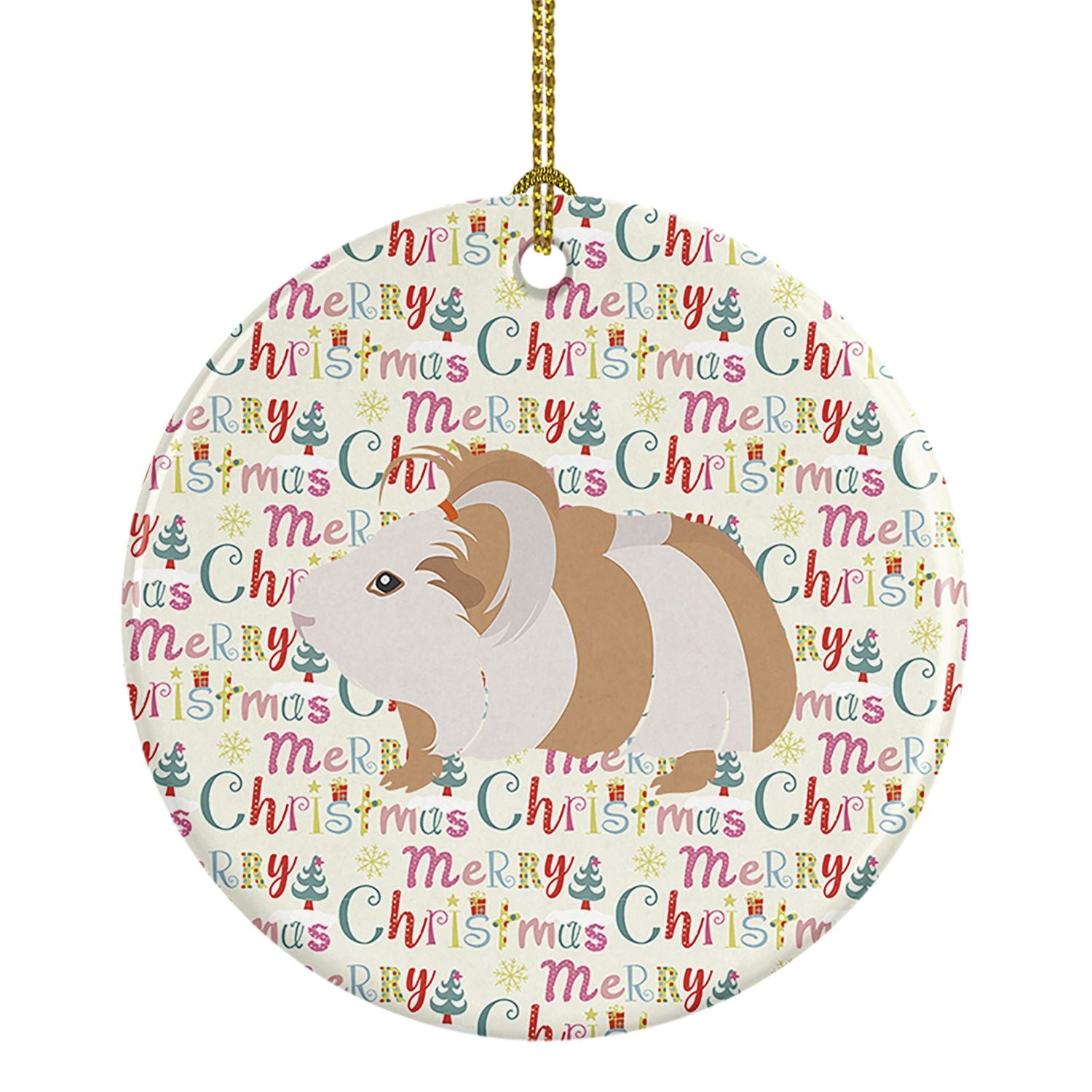 Silkie Guinea Pig Christmas Ceramic Ornament Christmas Tree Hanging Decorations for Home Christmas Holiday, Party, Gift, 3 in, M