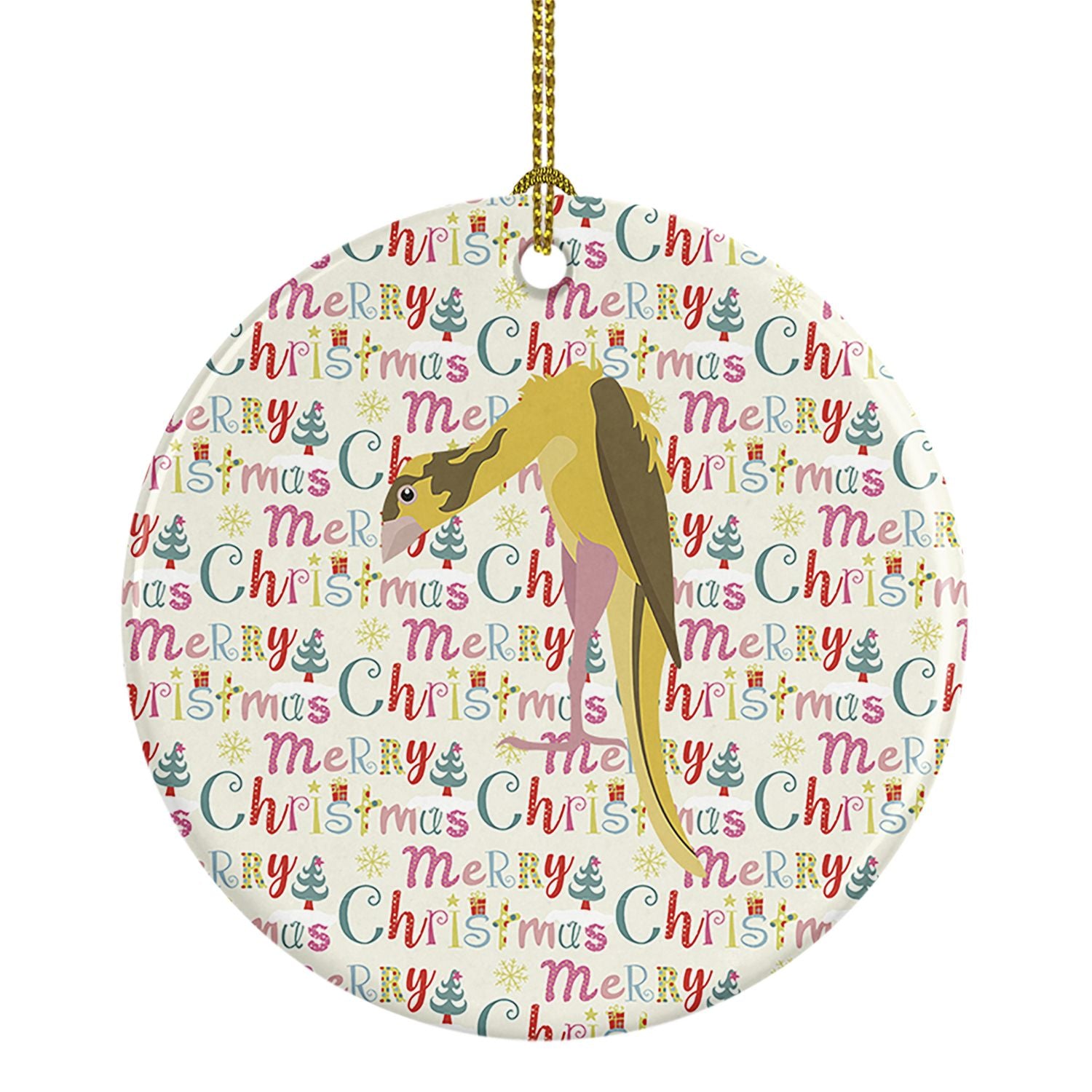 Jibso Canary Christmas Ceramic Ornament Christmas Tree Hanging Decorations for Home Christmas Holiday, Party, Gift, 3 in, Multic