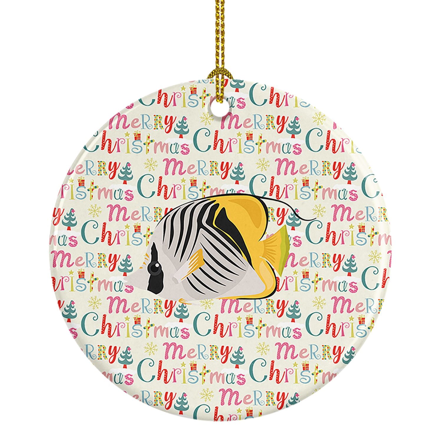 Butterfly Fish Christmas Ceramic Ornament Christmas Tree Hanging Decorations for Home Christmas Holiday, Party, Gift, 3 in, Mult