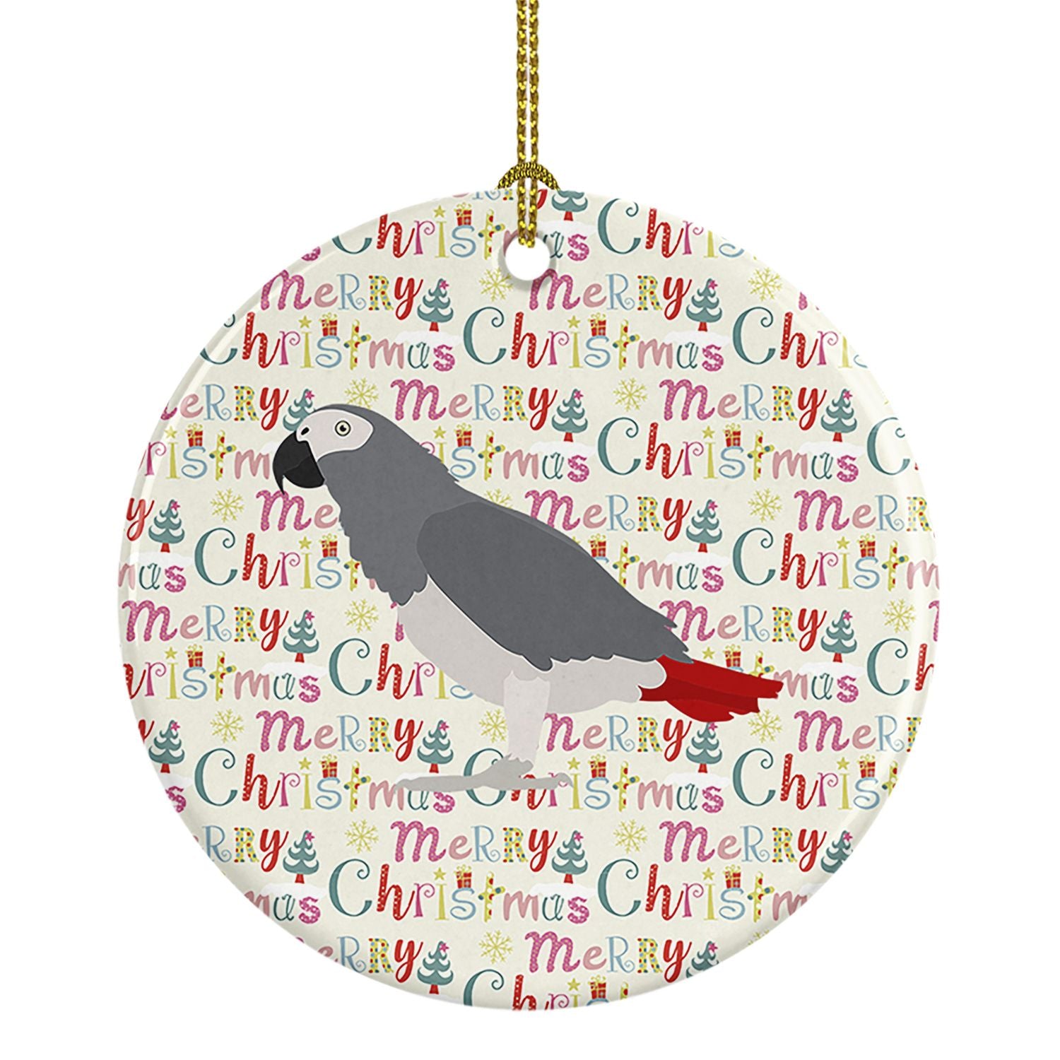 African Grey Parrot Christmas Ceramic Ornament Christmas Tree Hanging Decorations for Home Christmas Holiday, Party, Gift, 3 in,