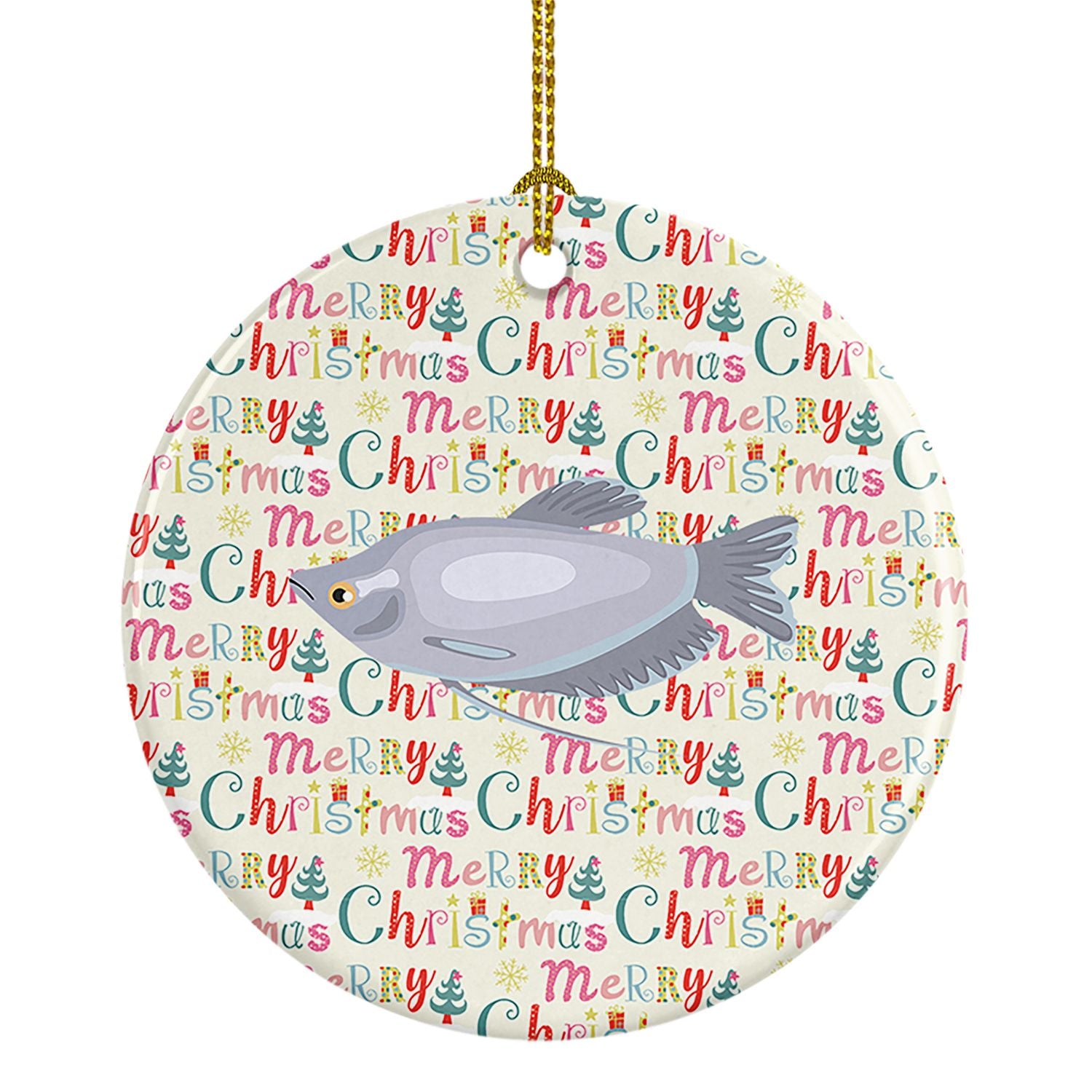 Moonlight Gourami Christmas Ceramic Ornament Christmas Tree Hanging Decorations for Home Christmas Holiday, Party, Gift, 3 in, M