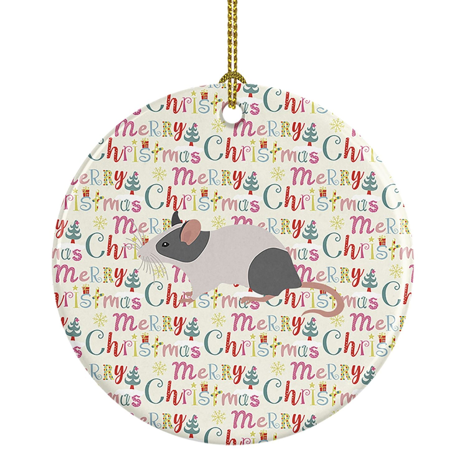 Japanese Mouse Christmas Ceramic Ornament Christmas Tree Hanging Decorations for Home Christmas Holiday, Party, Gift, 3 in, Mult