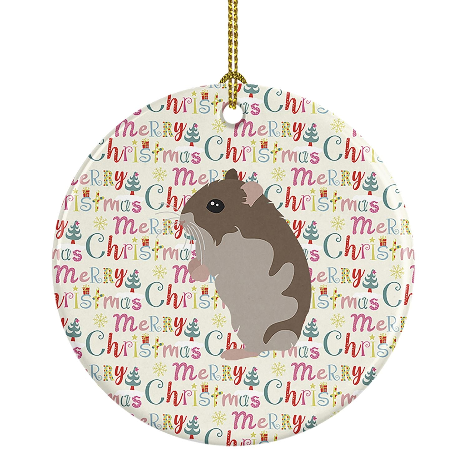 Dwarf Hamster Christmas Ceramic Ornament Christmas Tree Hanging Decorations for Home Christmas Holiday, Party, Gift, 3 in, Multi