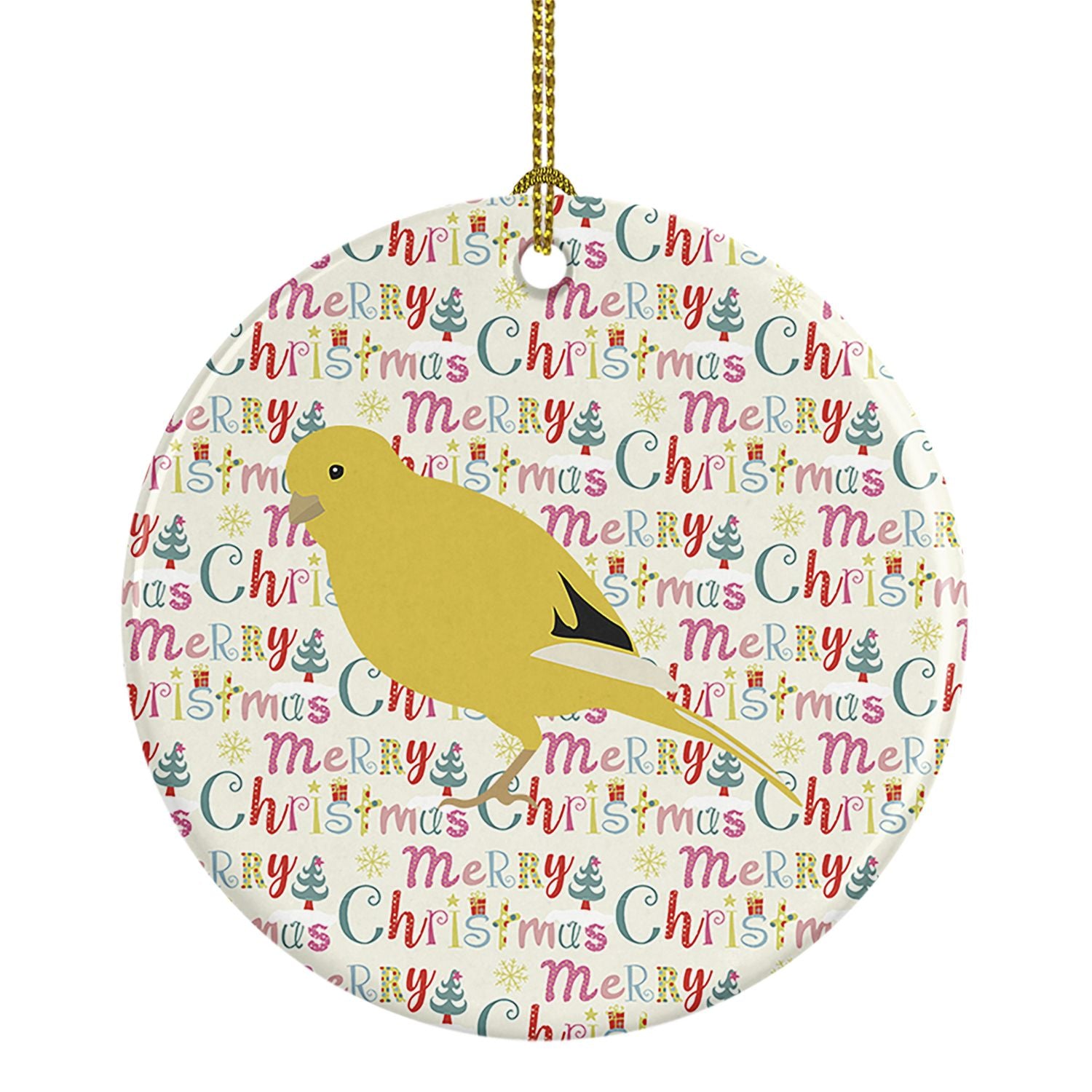 Border Canary Christmas Ceramic Ornament Christmas Tree Hanging Decorations for Home Christmas Holiday, Party, Gift, 3 in, Multi