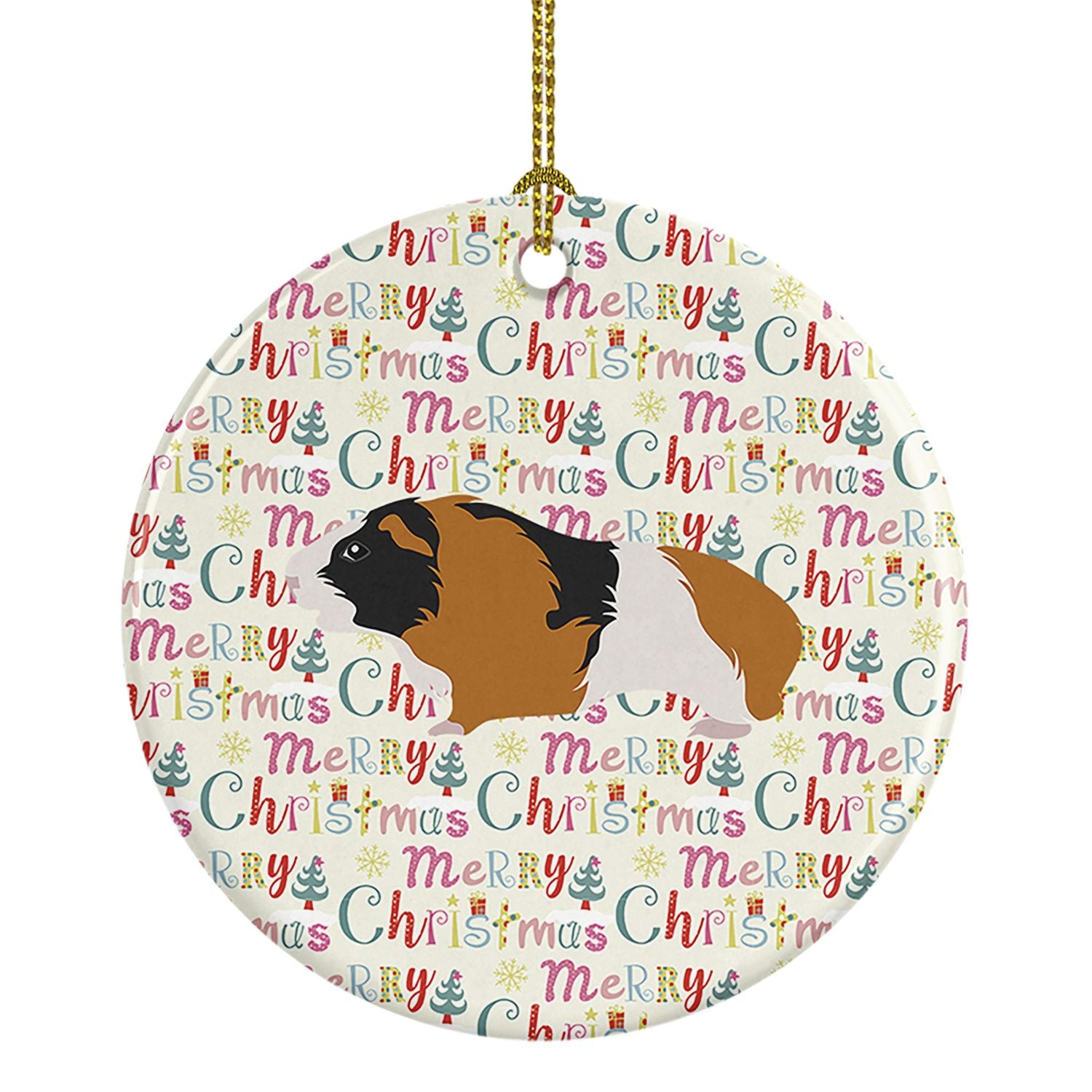 Rex Guinea Pig Christmas Ceramic Ornament Christmas Tree Hanging Decorations for Home Christmas Holiday, Party, Gift, 3 in, Mult
