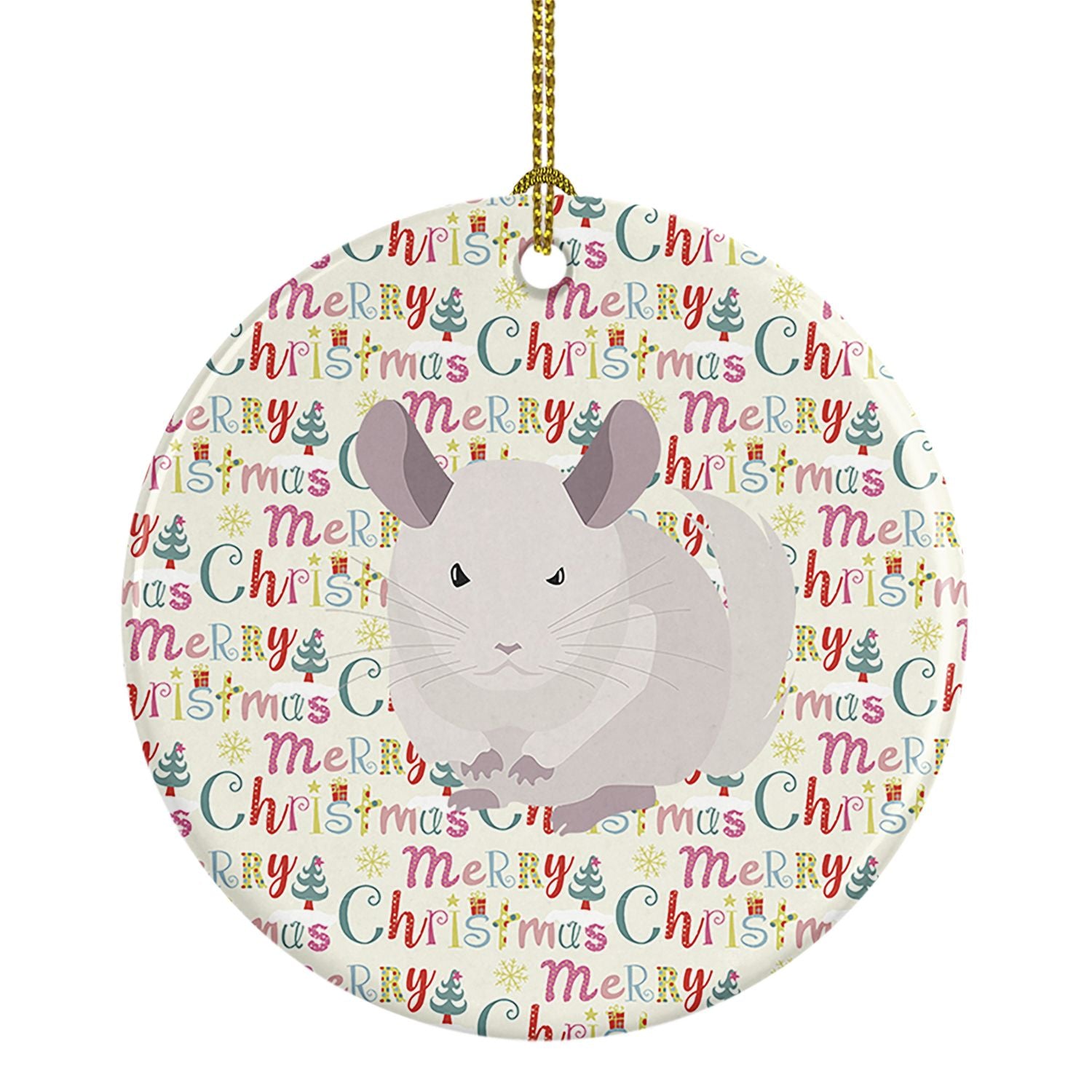White Dominant Chinchilla Christmas Ceramic Ornament Christmas Tree Hanging Decorations for Home Christmas Holiday, Party, Gift,