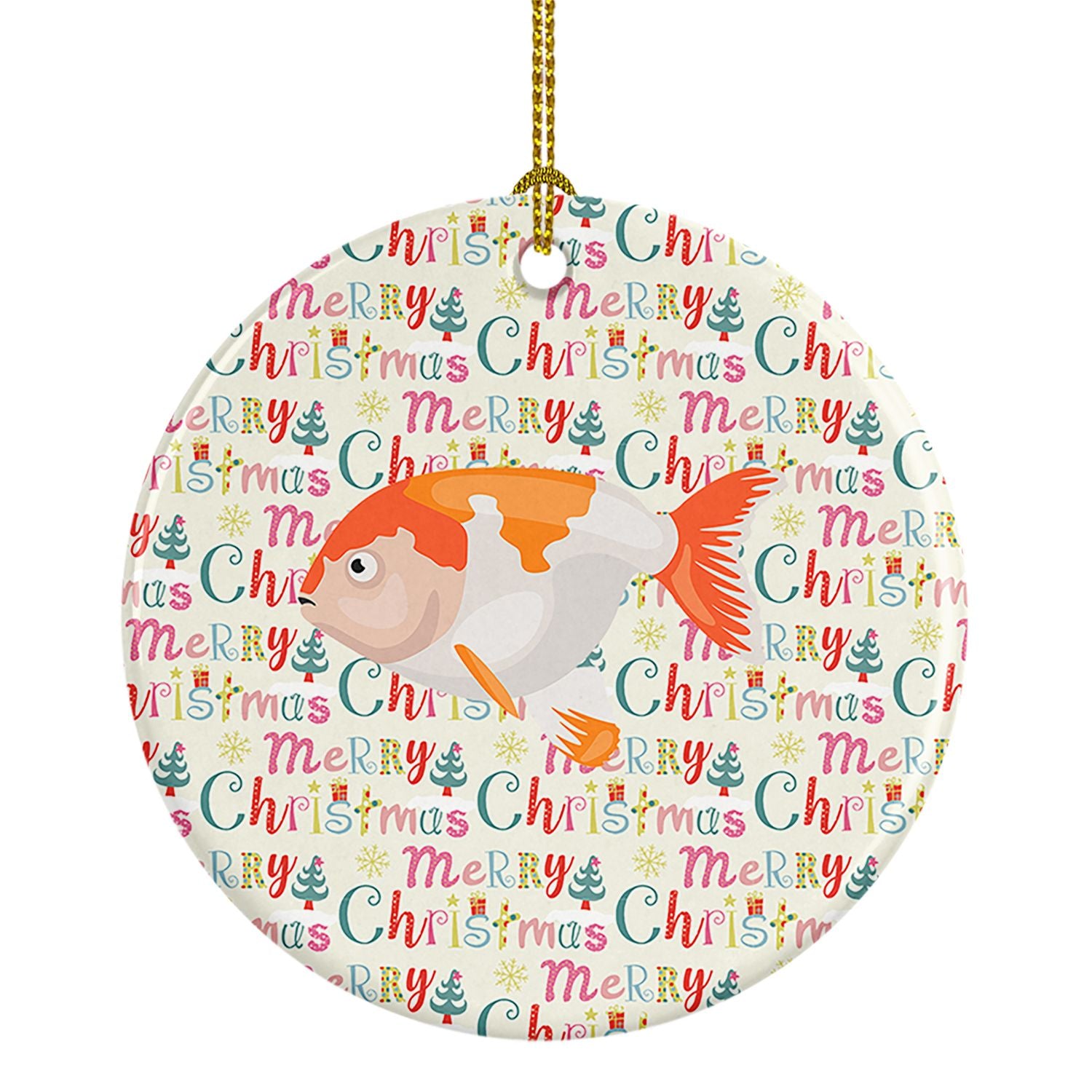 Lionhead Goldfish Christmas Ceramic Ornament Christmas Tree Hanging Decorations for Home Christmas Holiday, Party, Gift, 3 in, M