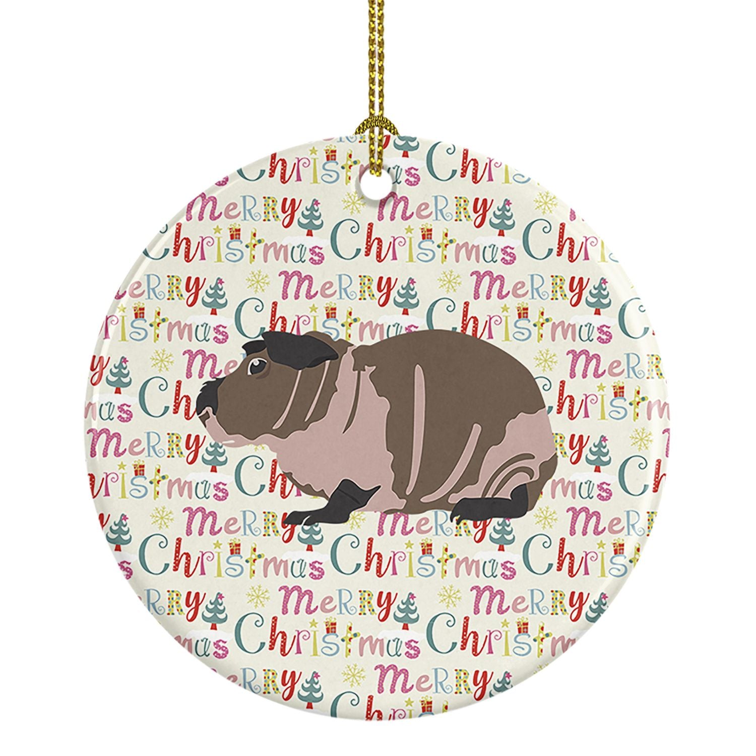 Skinny Guinea Pig Christmas Ceramic Ornament Christmas Tree Hanging Decorations for Home Christmas Holiday, Party, Gift, 3 in, M