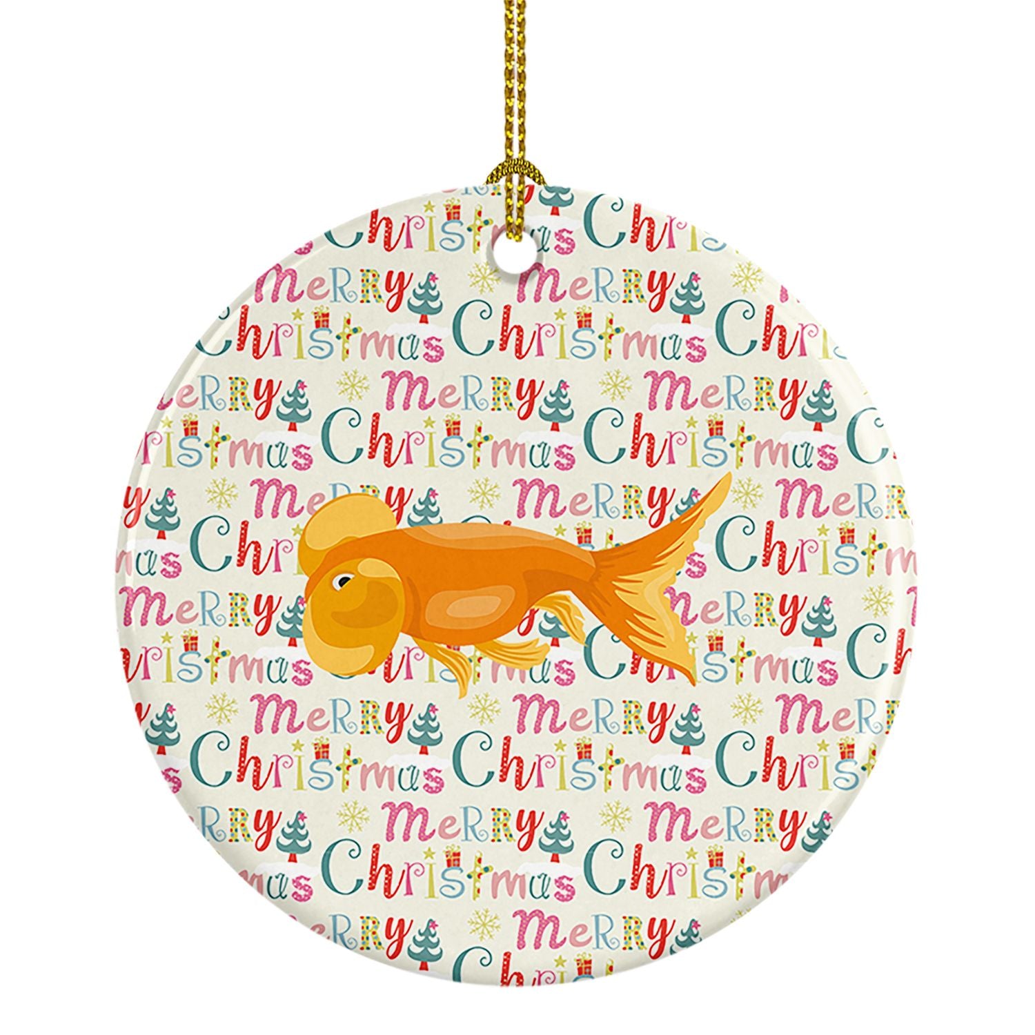 Bubble Eyed Goldfish Christmas Ceramic Ornament Christmas Tree Hanging Decorations for Home Christmas Holiday, Party, Gift, 3 in