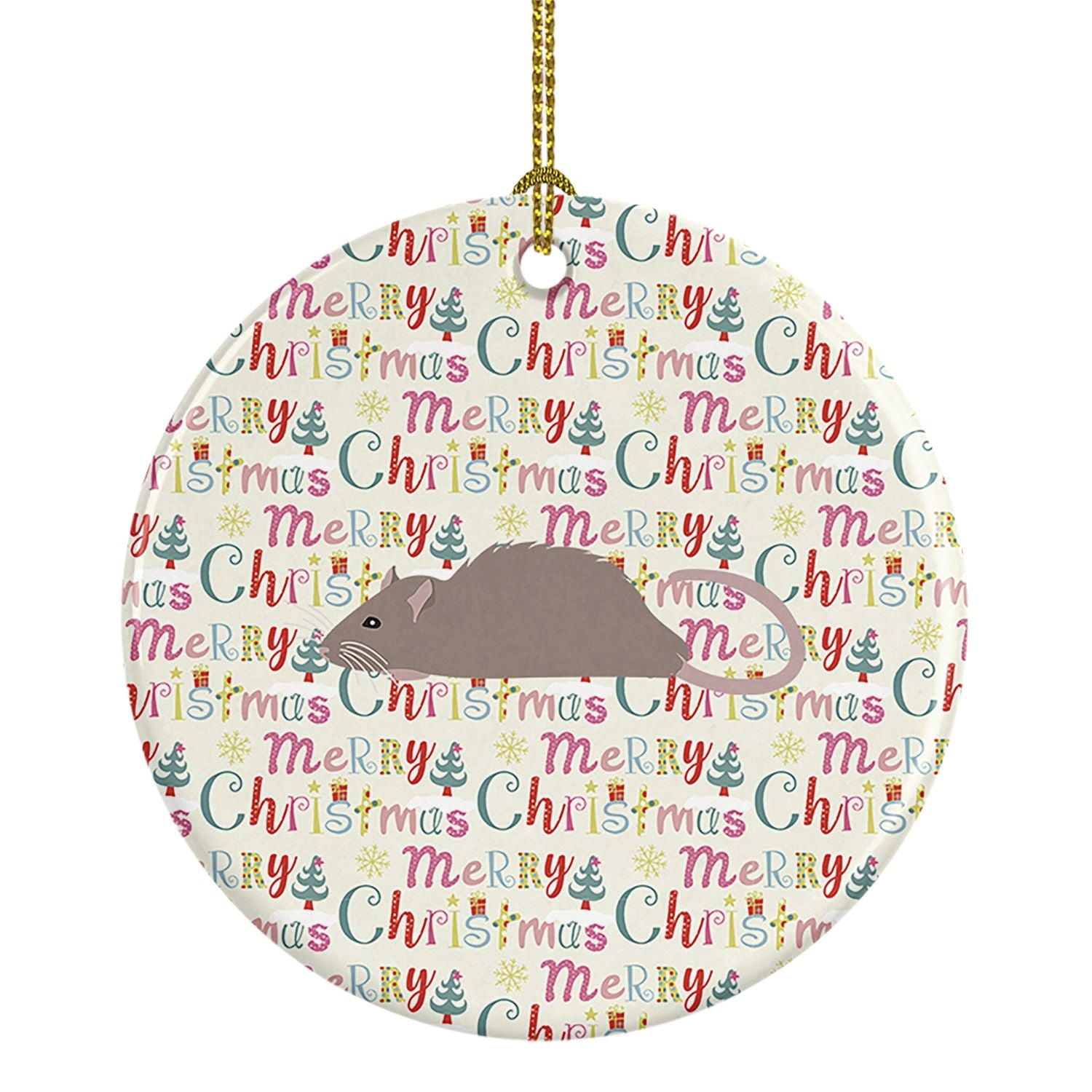 Satin Rat Christmas Ceramic Ornament Christmas Tree Hanging Decorations for Home Christmas Holiday, Party, Gift, 3 in, Multicolo