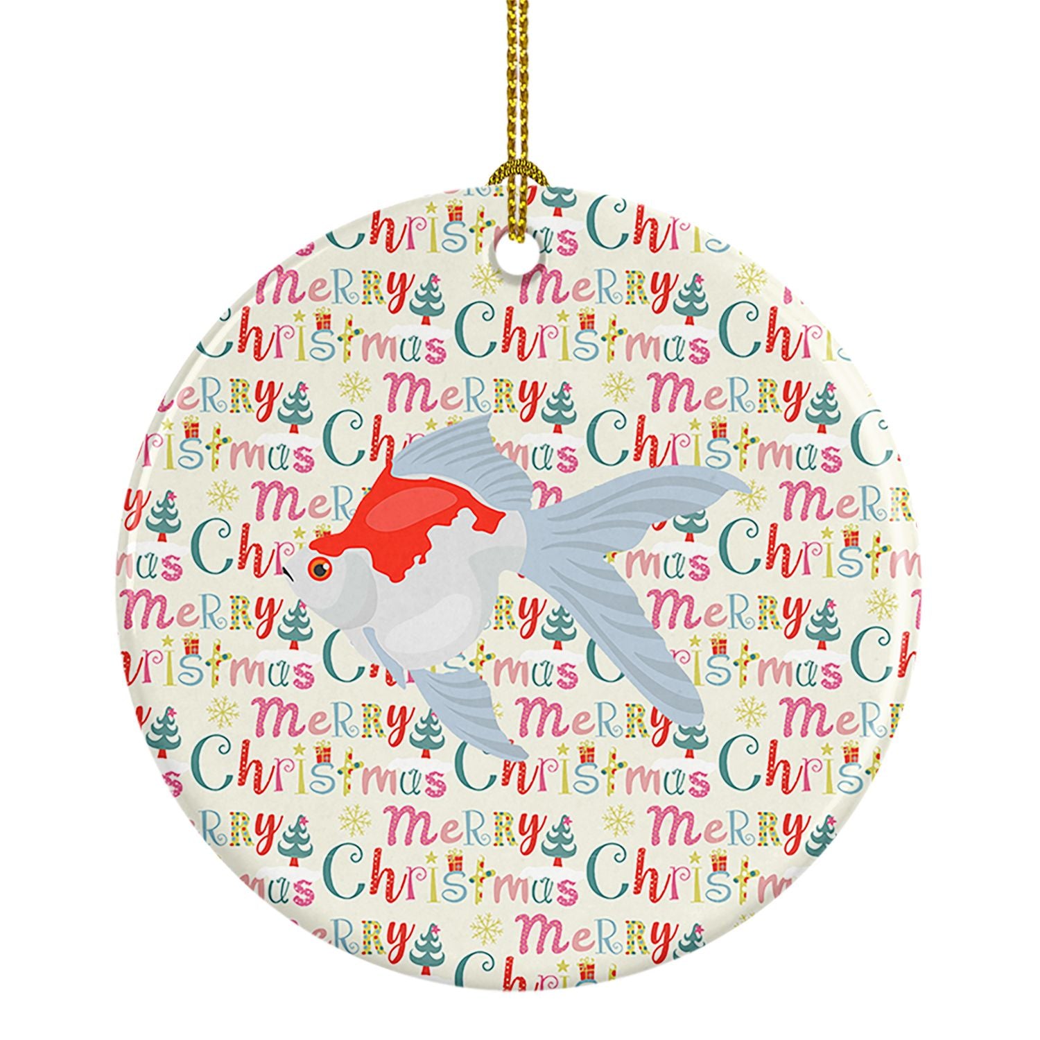 Tamasaba Goldfish Christmas Ceramic Ornament Christmas Tree Hanging Decorations for Home Christmas Holiday, Party, Gift, 3 in, M