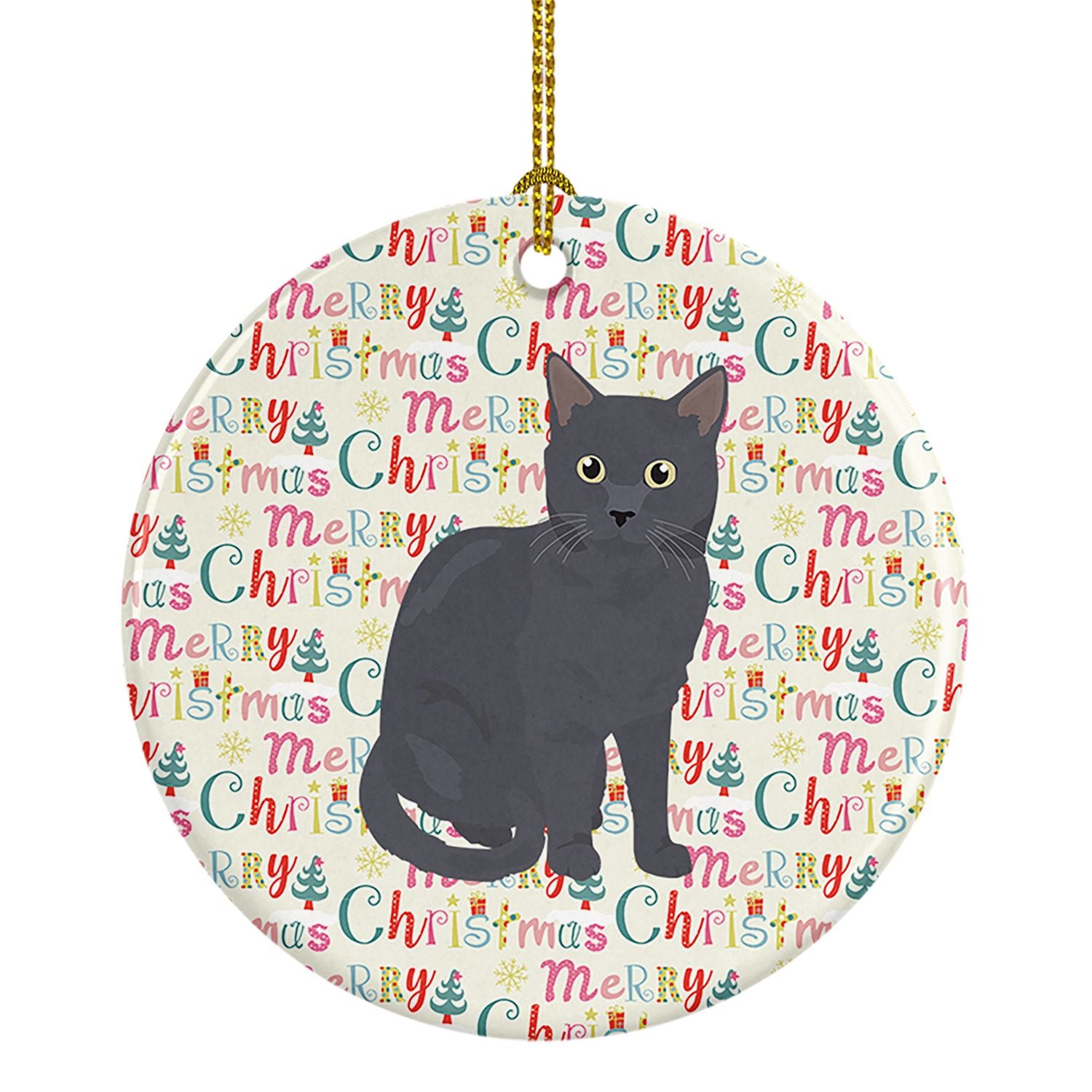 Nebelung Cat Christmas Ceramic Ornament Christmas Tree Hanging Decorations for Home Christmas Holiday, Party, Gift, 3 in, Multic