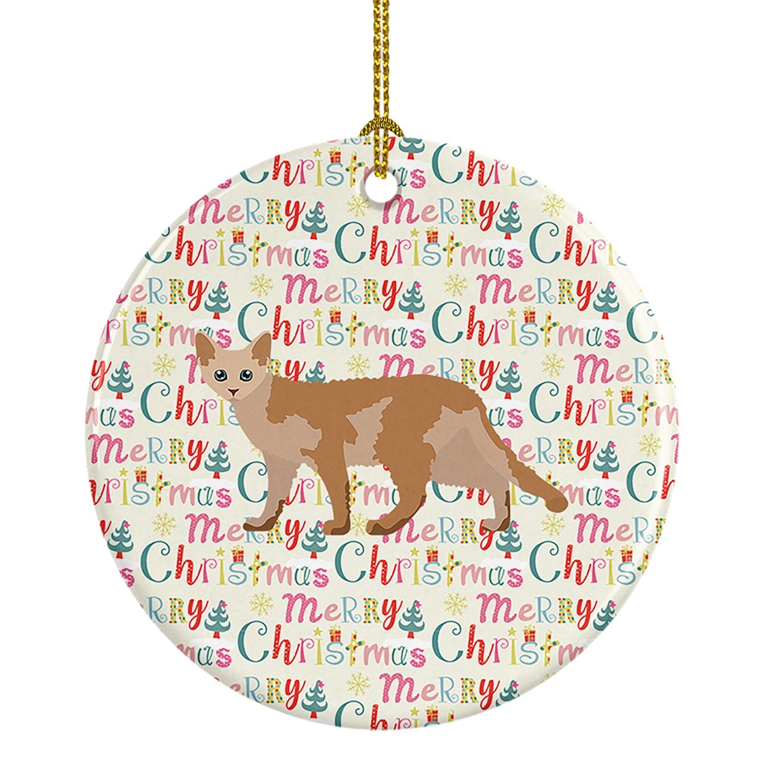 Devon Rex #3 Cat Christmas Ceramic Ornament Christmas Tree Hanging Decorations for Home Christmas Holiday, Party, Gift, 3 in, Mu