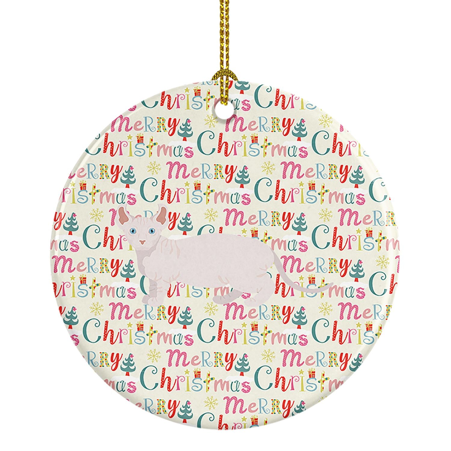 Dwelf #3 Cat Christmas Ceramic Ornament Christmas Tree Hanging Decorations for Home Christmas Holiday, Party, Gift, 3 in, Multic