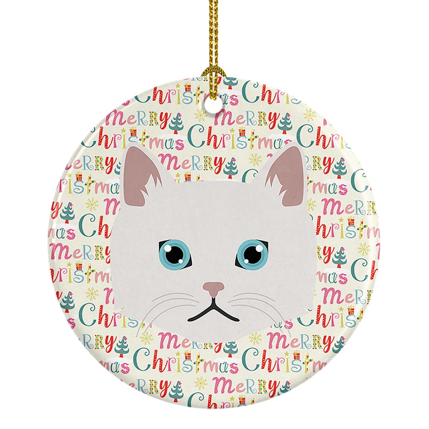 Napoleon Cat Christmas Ceramic Ornament Christmas Tree Hanging Decorations for Home Christmas Holiday, Party, Gift, 3 in, Multic