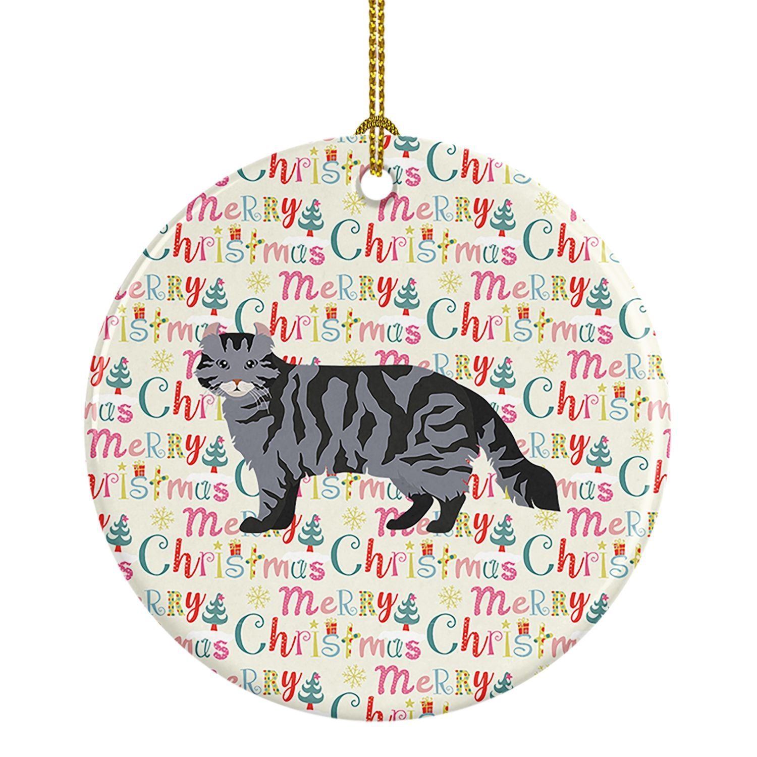 American Curl #1 Cat Christmas Ceramic Ornament Christmas Tree Hanging Decorations for Home Christmas Holiday, Party, Gift, 3 in