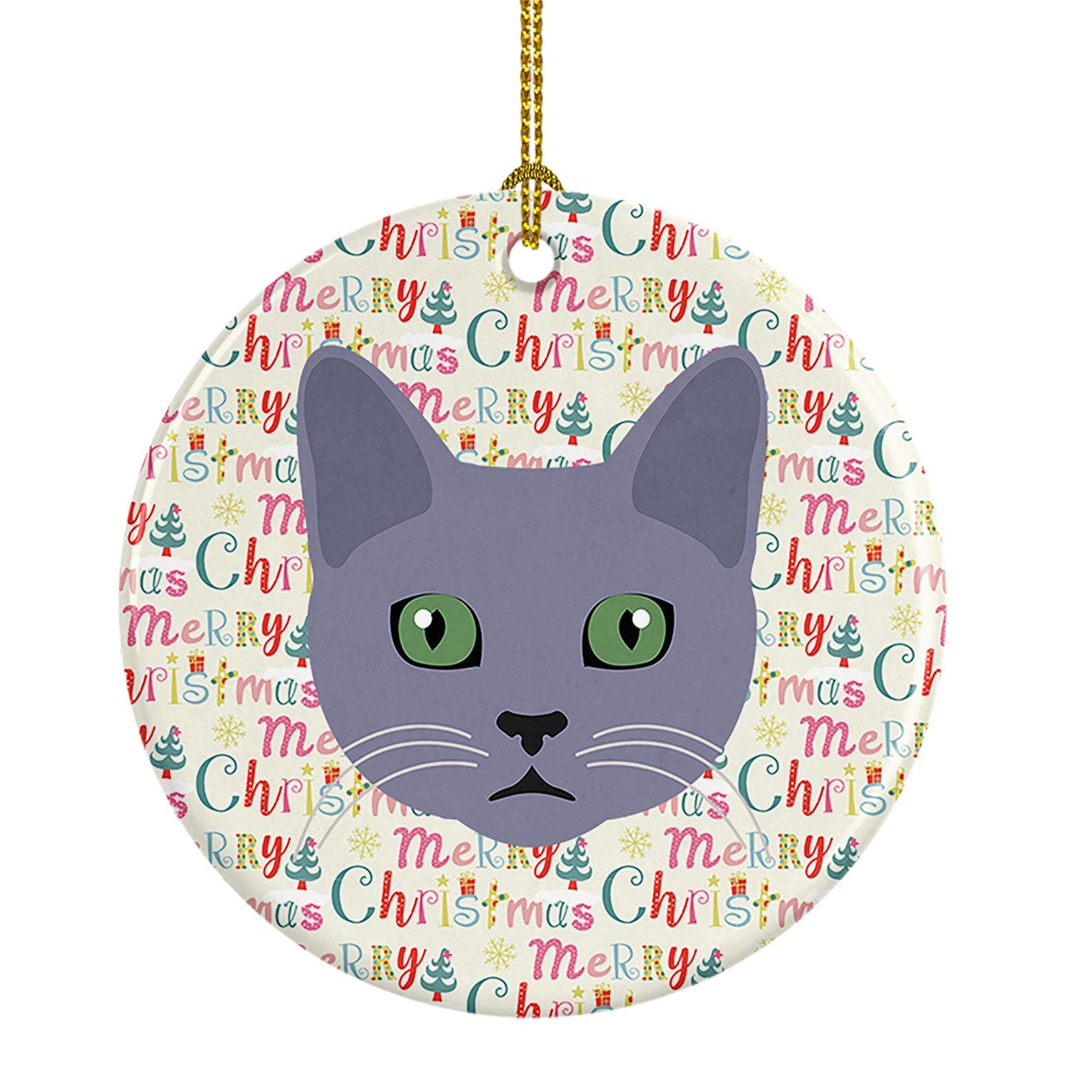 Korat Cat Christmas Ceramic Ornament Christmas Tree Hanging Decorations for Home Christmas Holiday, Party, Gift, 3 in, Multicolo