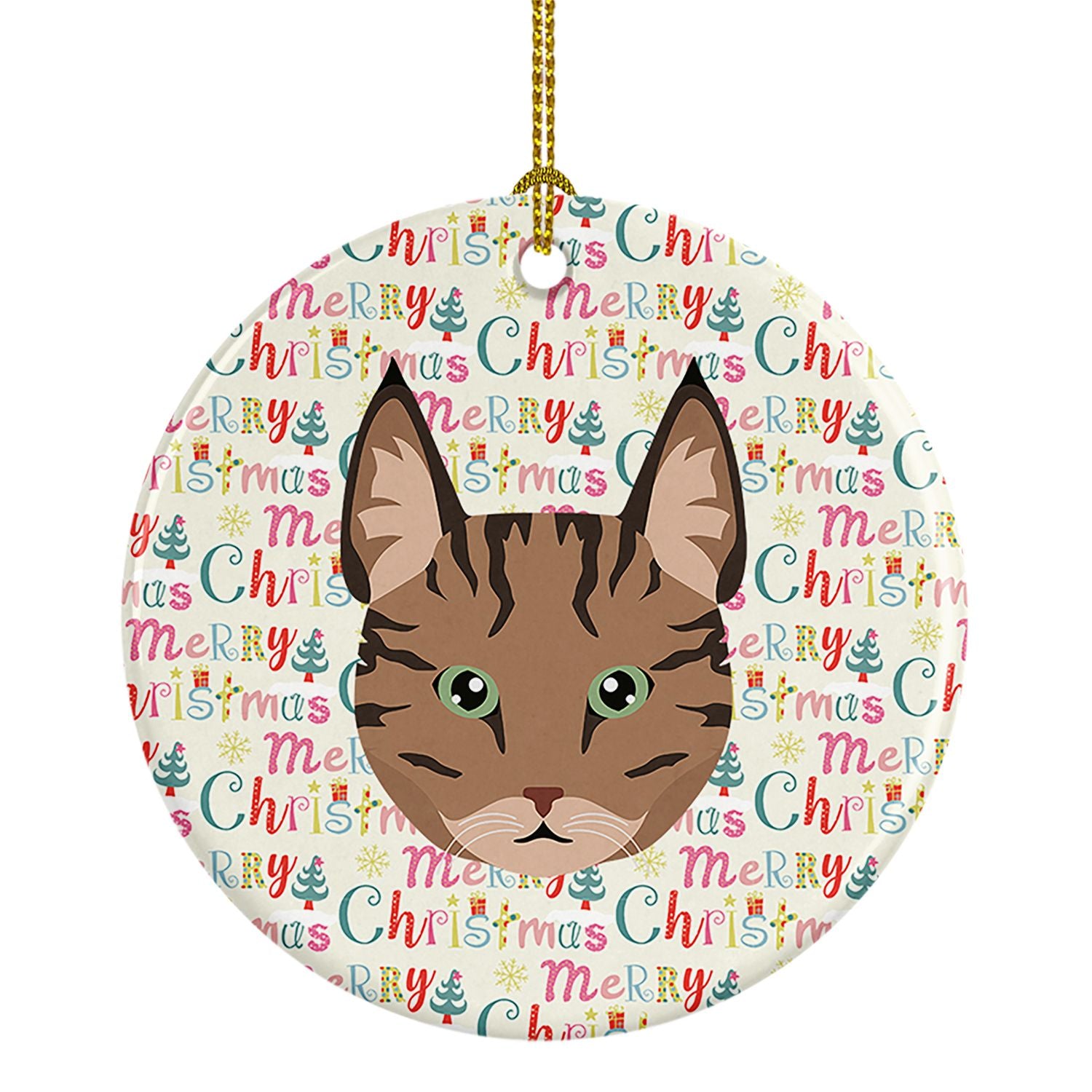 Pixie Bob Cat Christmas Ceramic Ornament Christmas Tree Hanging Decorations for Home Christmas Holiday, Party, Gift, 3 in, Multi