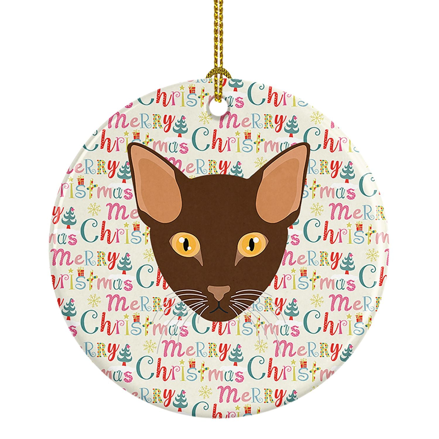 Suphalak Cat Christmas Ceramic Ornament Christmas Tree Hanging Decorations for Home Christmas Holiday, Party, Gift, 3 in, Multic