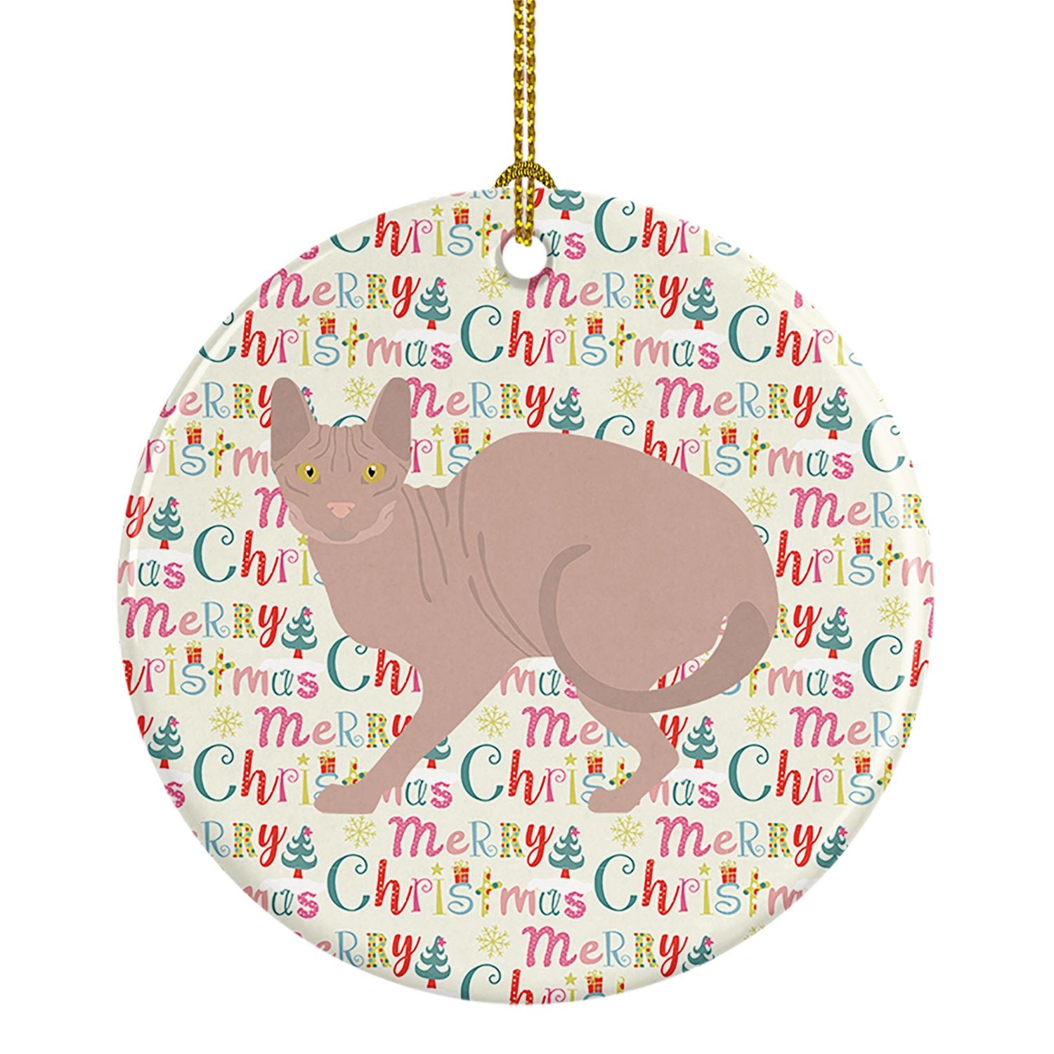 Don Sphynx #3 Cat Christmas Ceramic Ornament Christmas Tree Hanging Decorations for Home Christmas Holiday, Party, Gift, 3 in, M